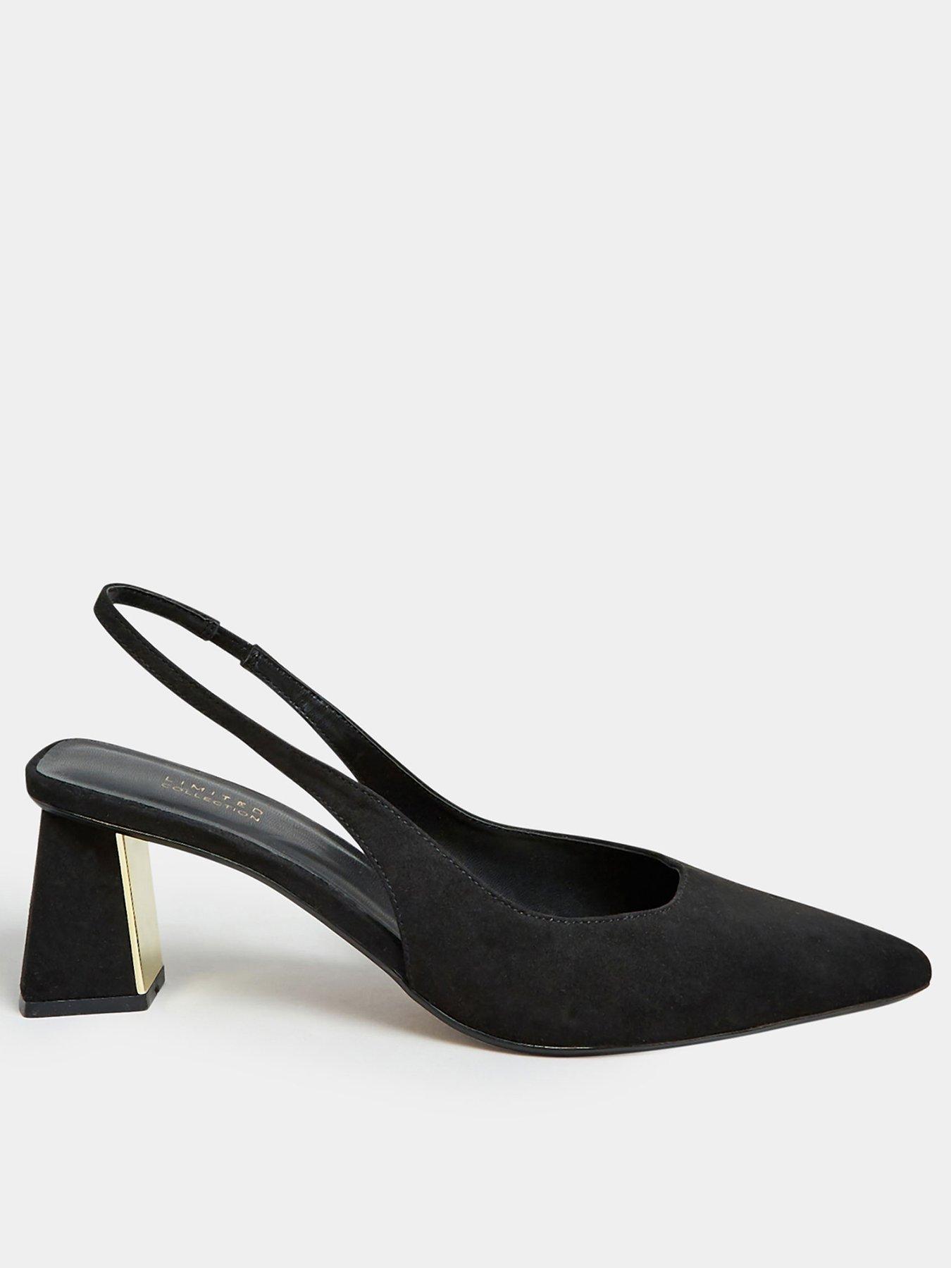 Black mid hotsell heel slingback shoes