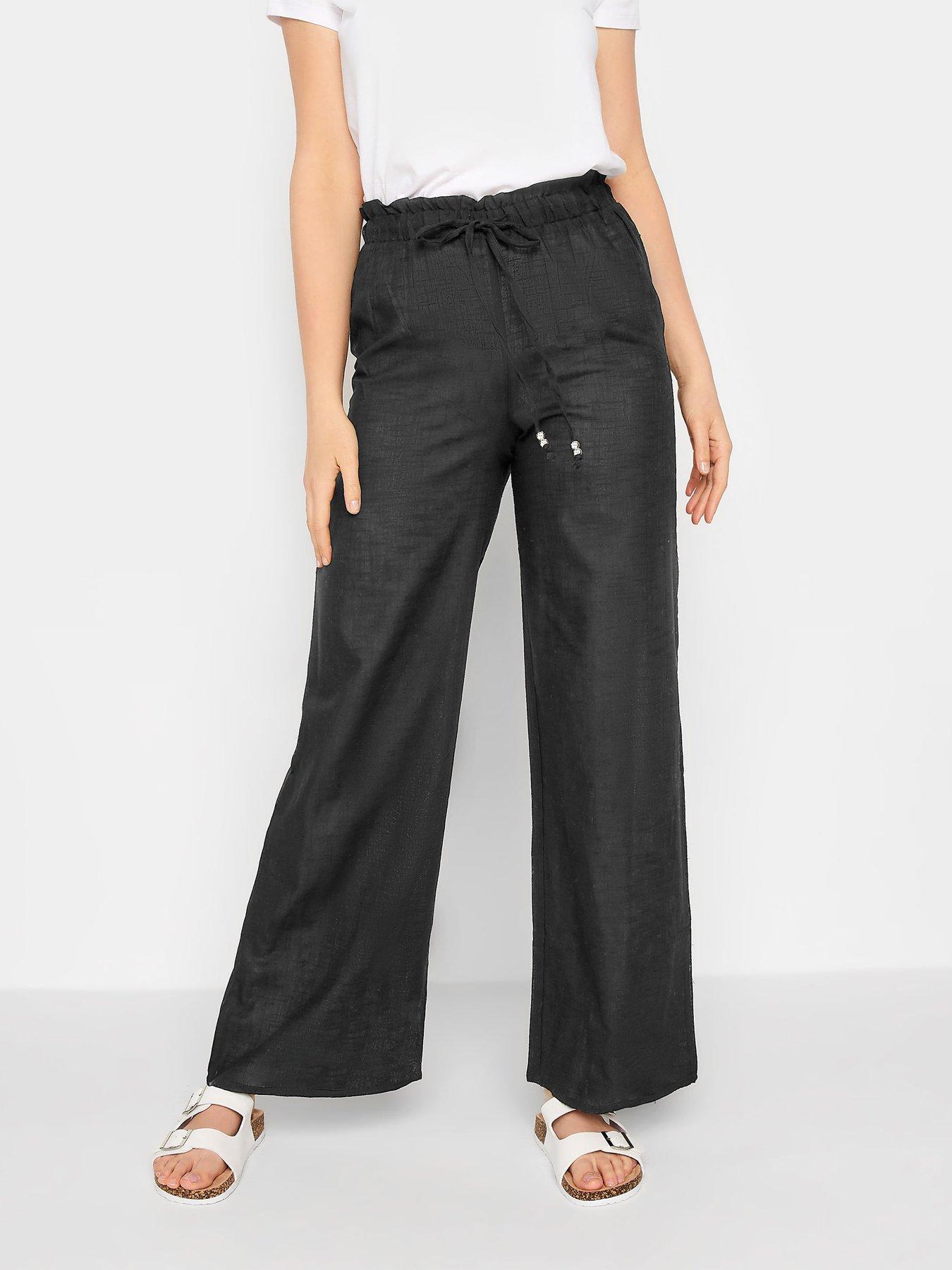 long-tall-sally-cotton-slub-wide-leg-trouser-36--nbspblacknbsp