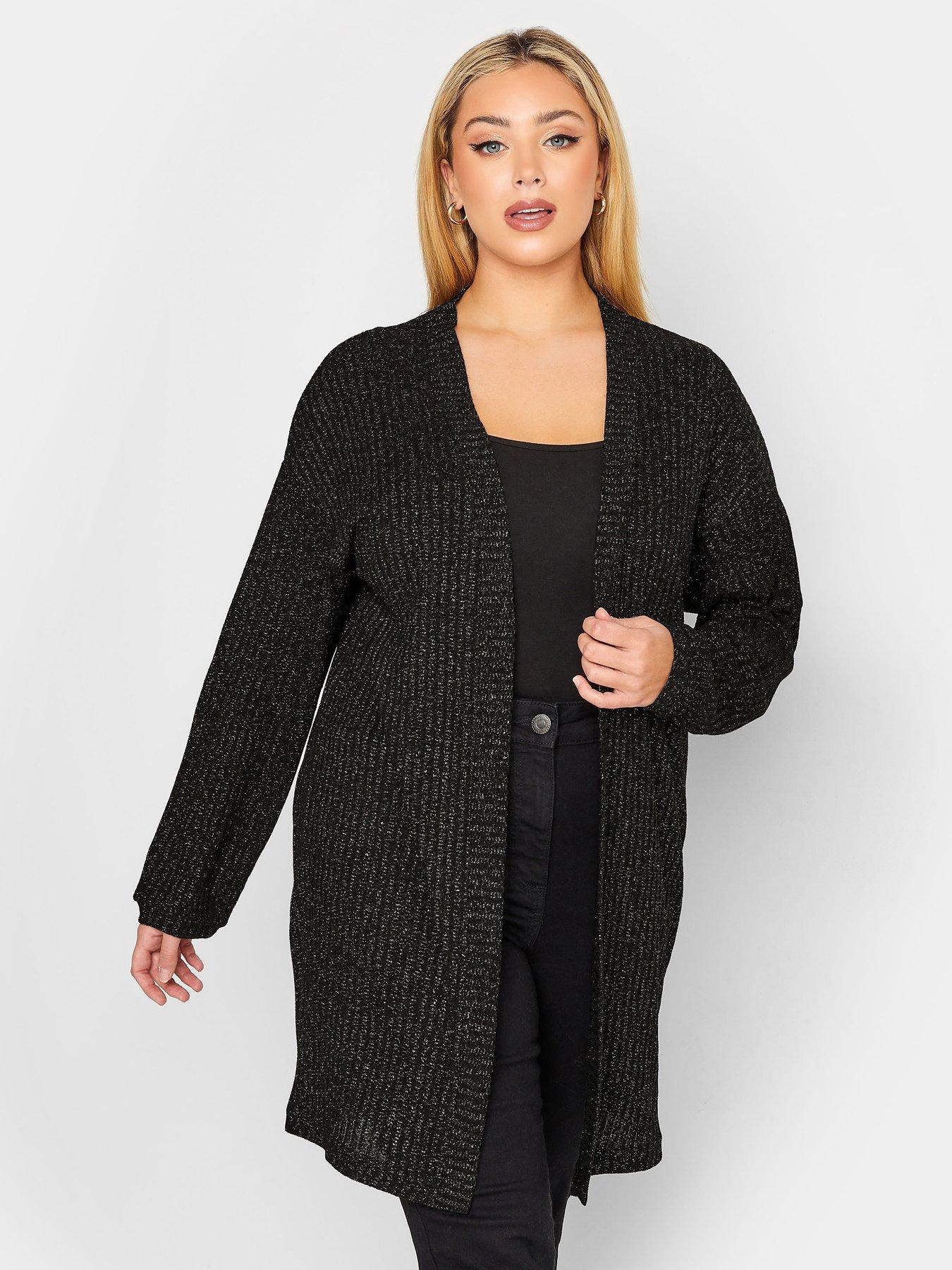 Yours Hooded Shimmer Cardigan - Black | very.co.uk