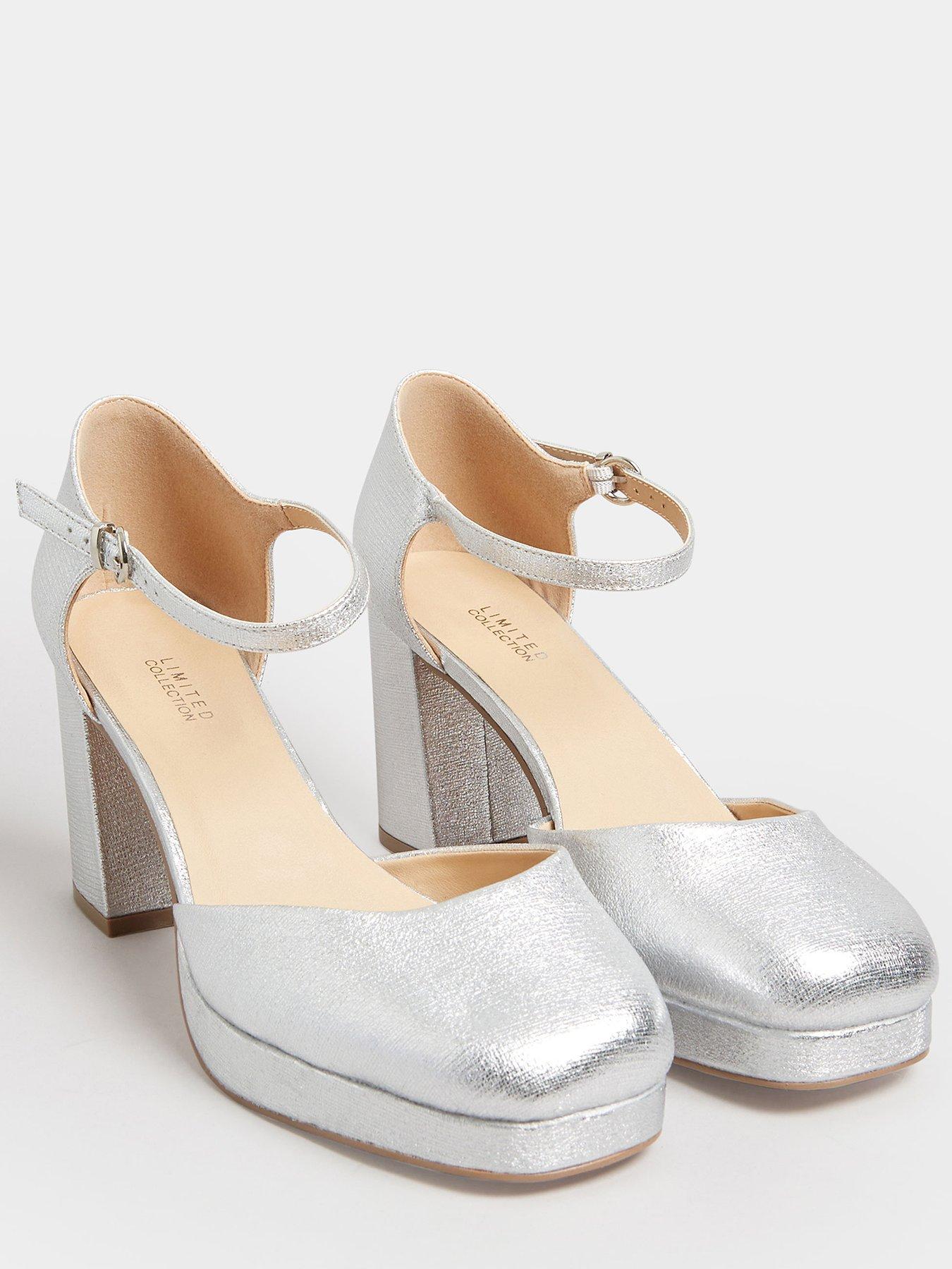 Wide fit discount silver court shoes