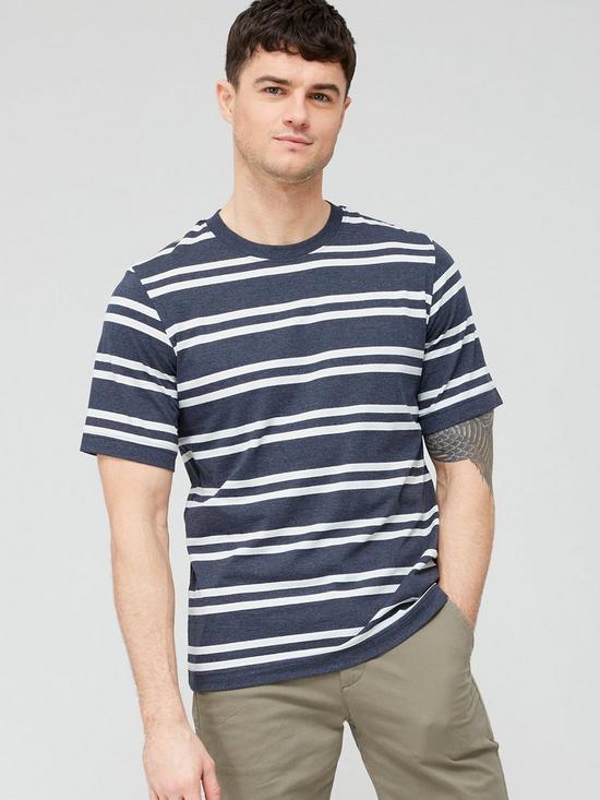 front image of jack-jones-palma-stripe-t-shirt-navy