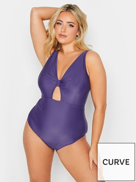 yours-knot-front-keyhole-swimsuit-purple