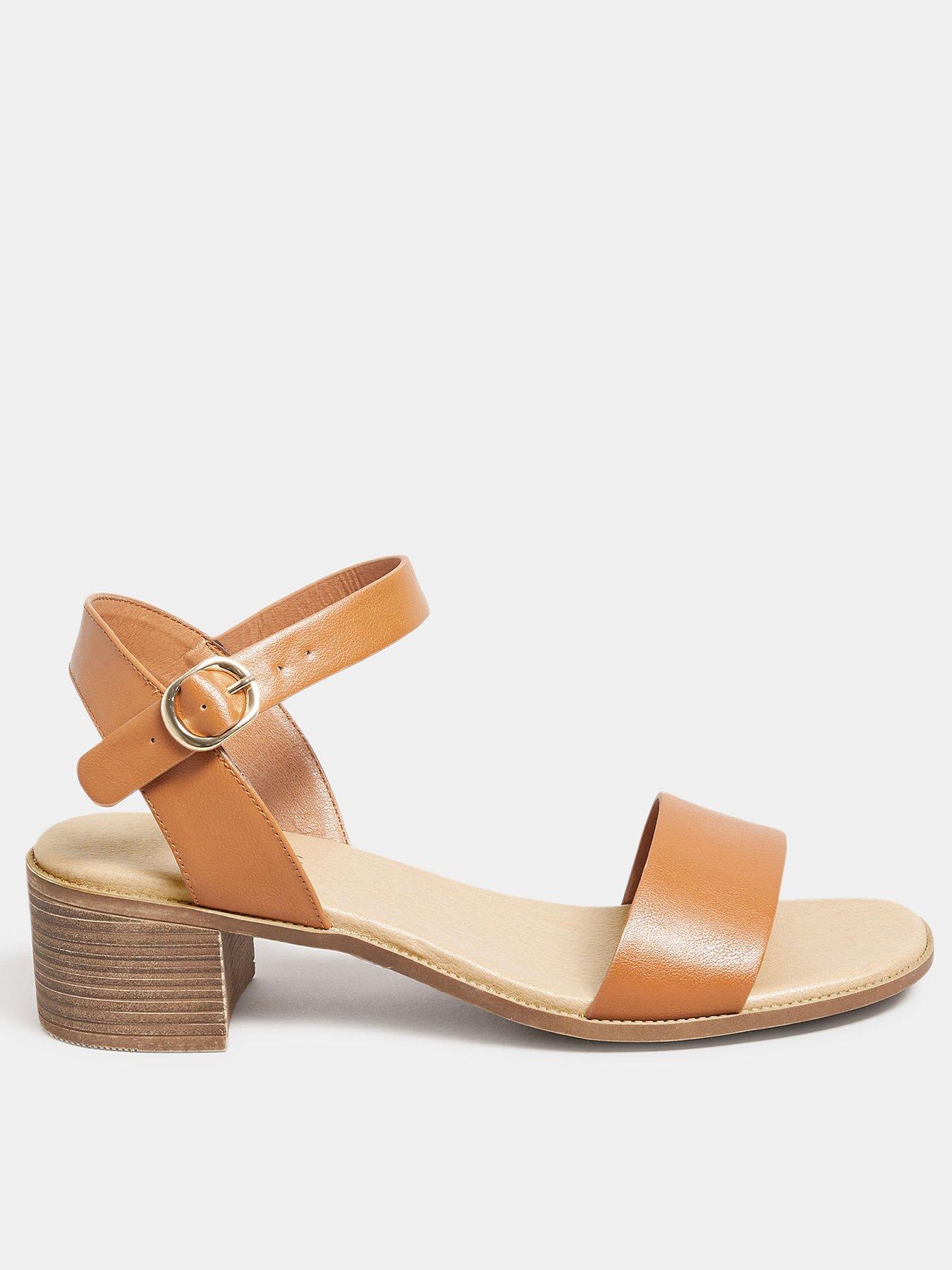 Yours Extra Wide Fit Block Heel Casual Sandal Tan