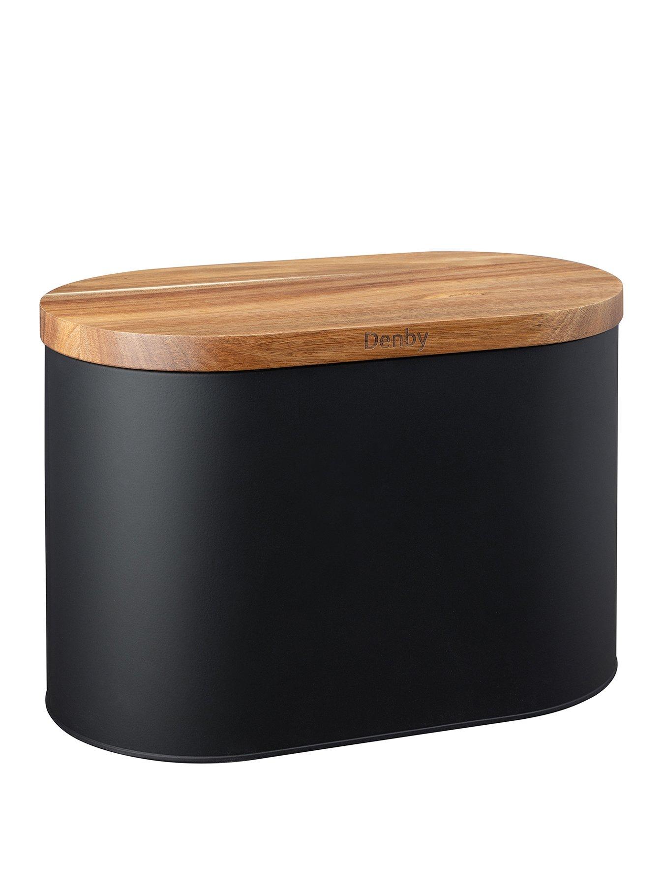 Denby Bread Bin With Acacia Lid Black very.co.uk