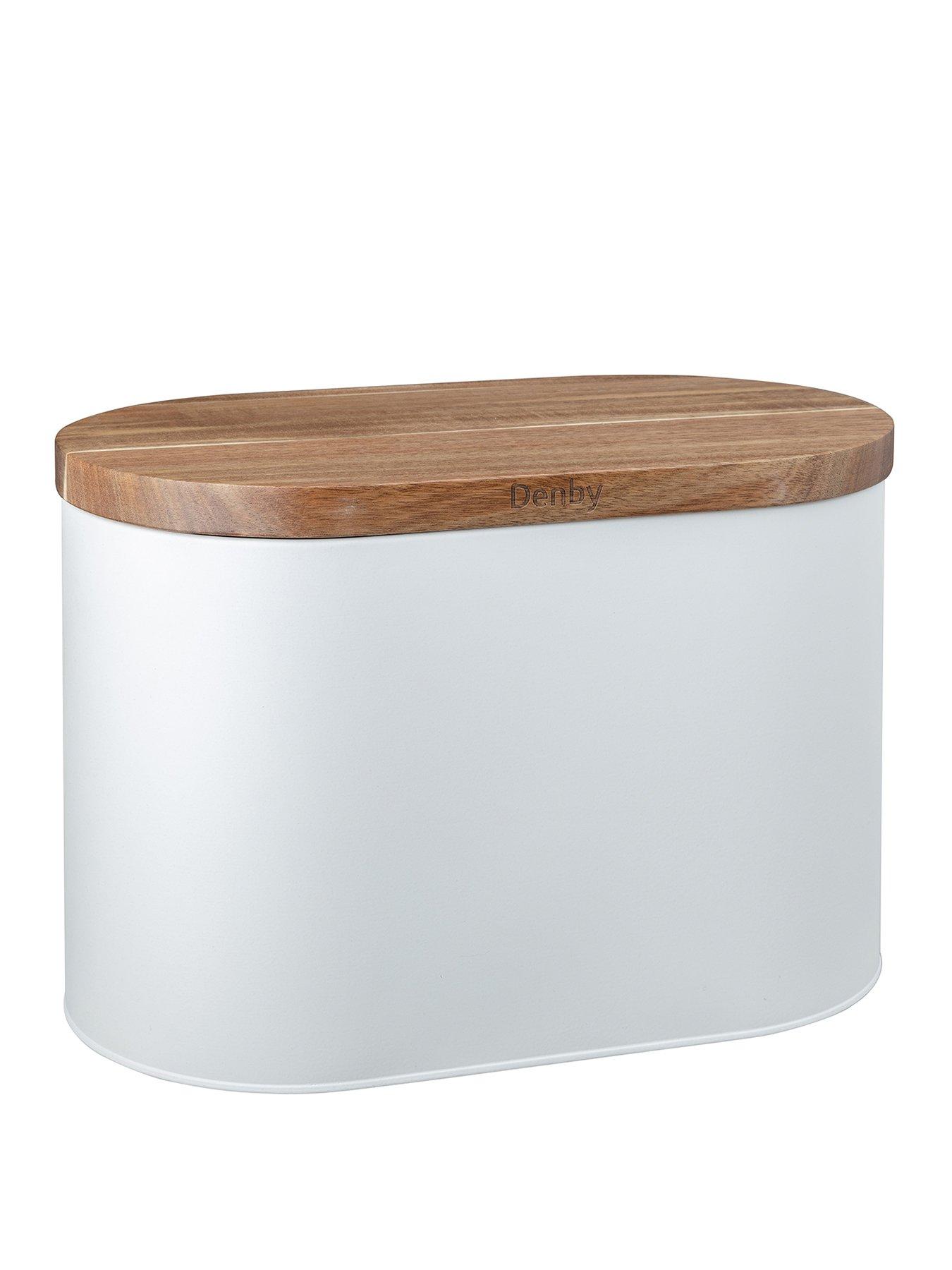 Denby Bread Bin With Acacia Lid White very.co.uk