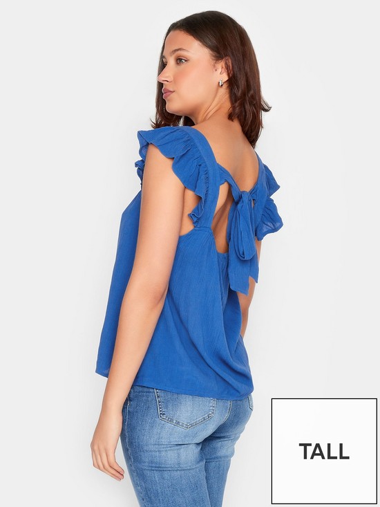 stillFront image of long-tall-sally-cheese-cloth-frill-top-blue