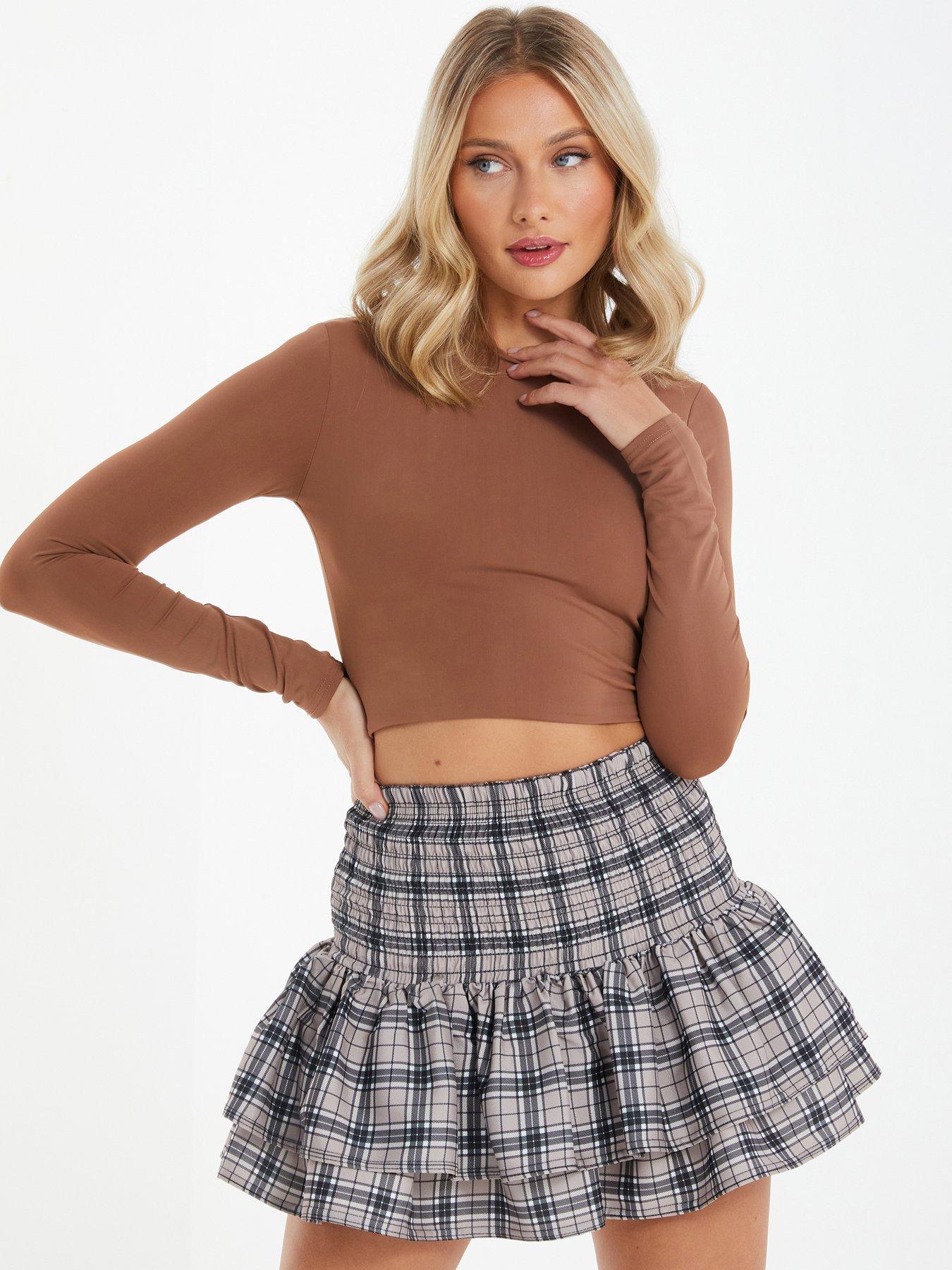 Ruched check skirt sale