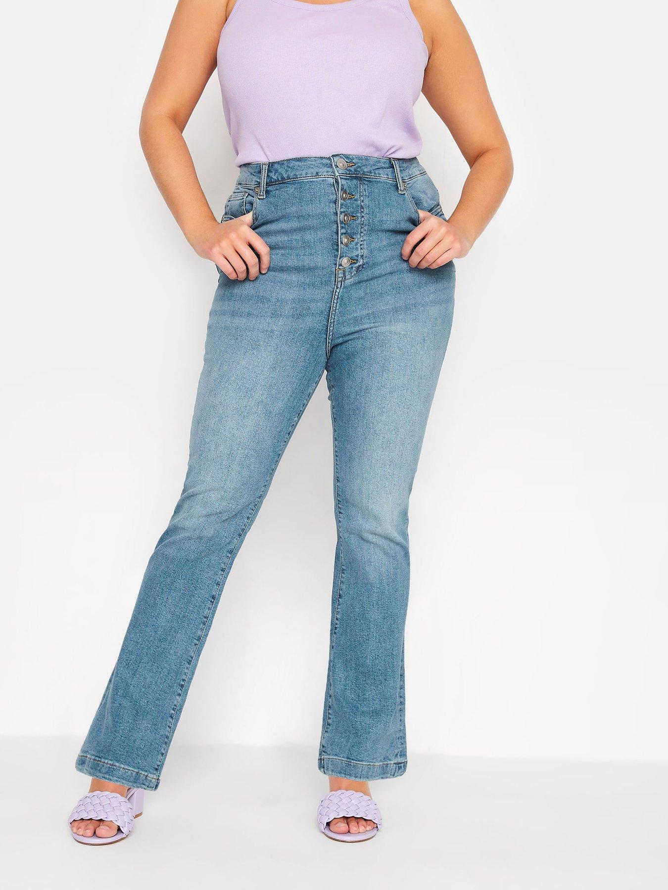 Mid Rise Flared Jeans - Mid Blue