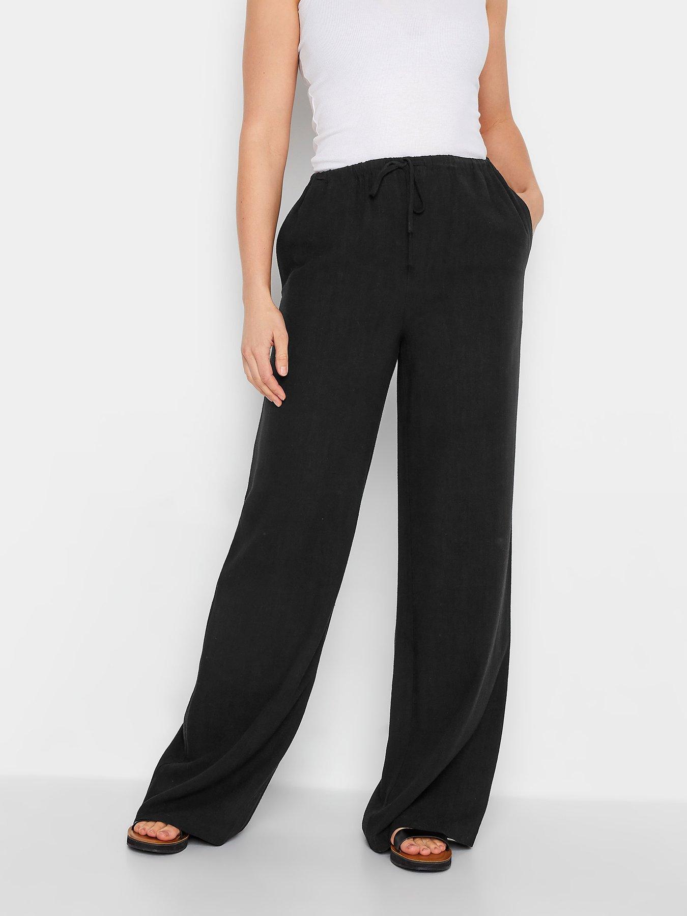 Black Wide Leg Linen Trouser 36