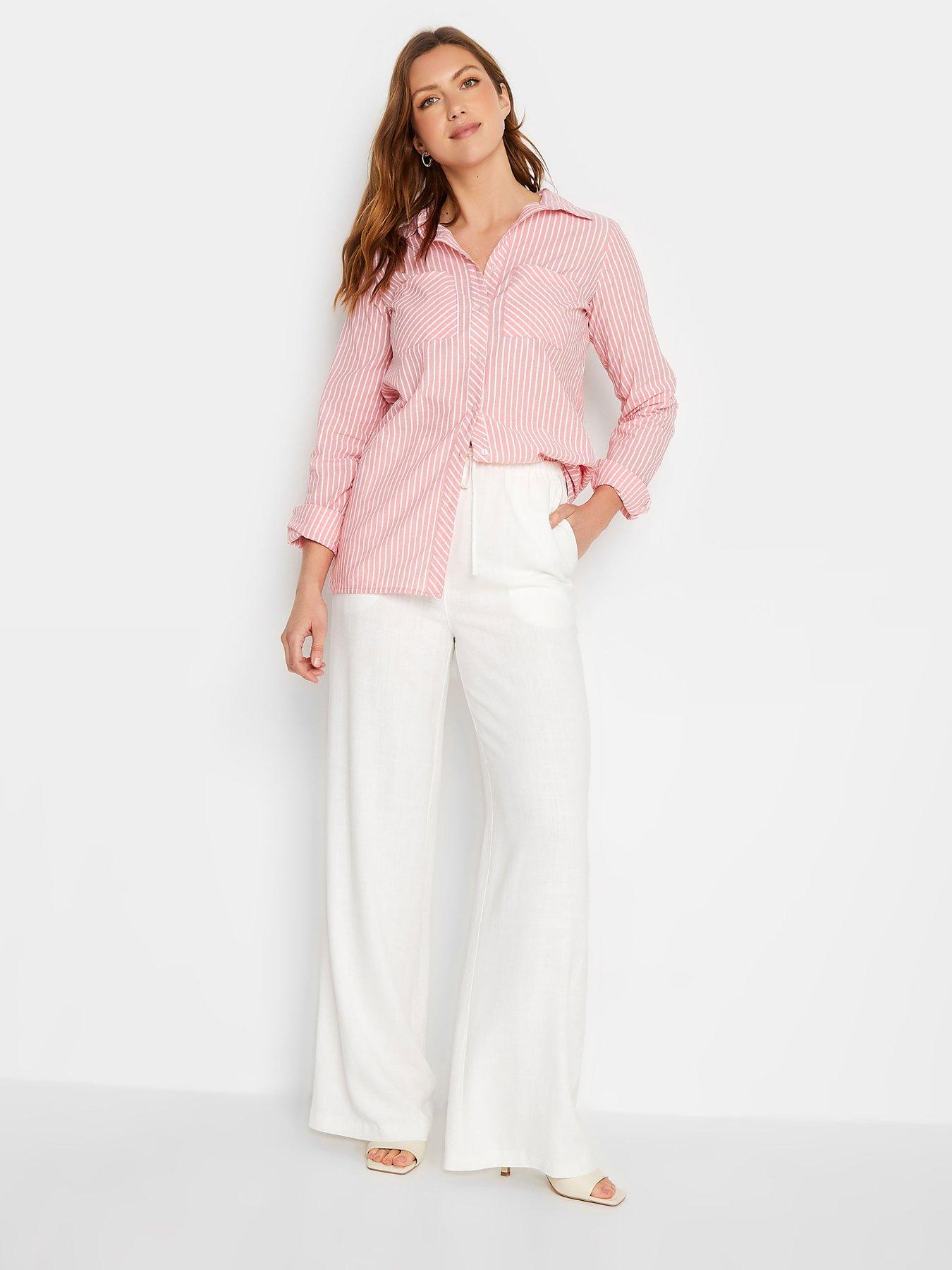 Image 2 of 2 of Long Tall Sally White Wide Leg Linen Trouser 36"