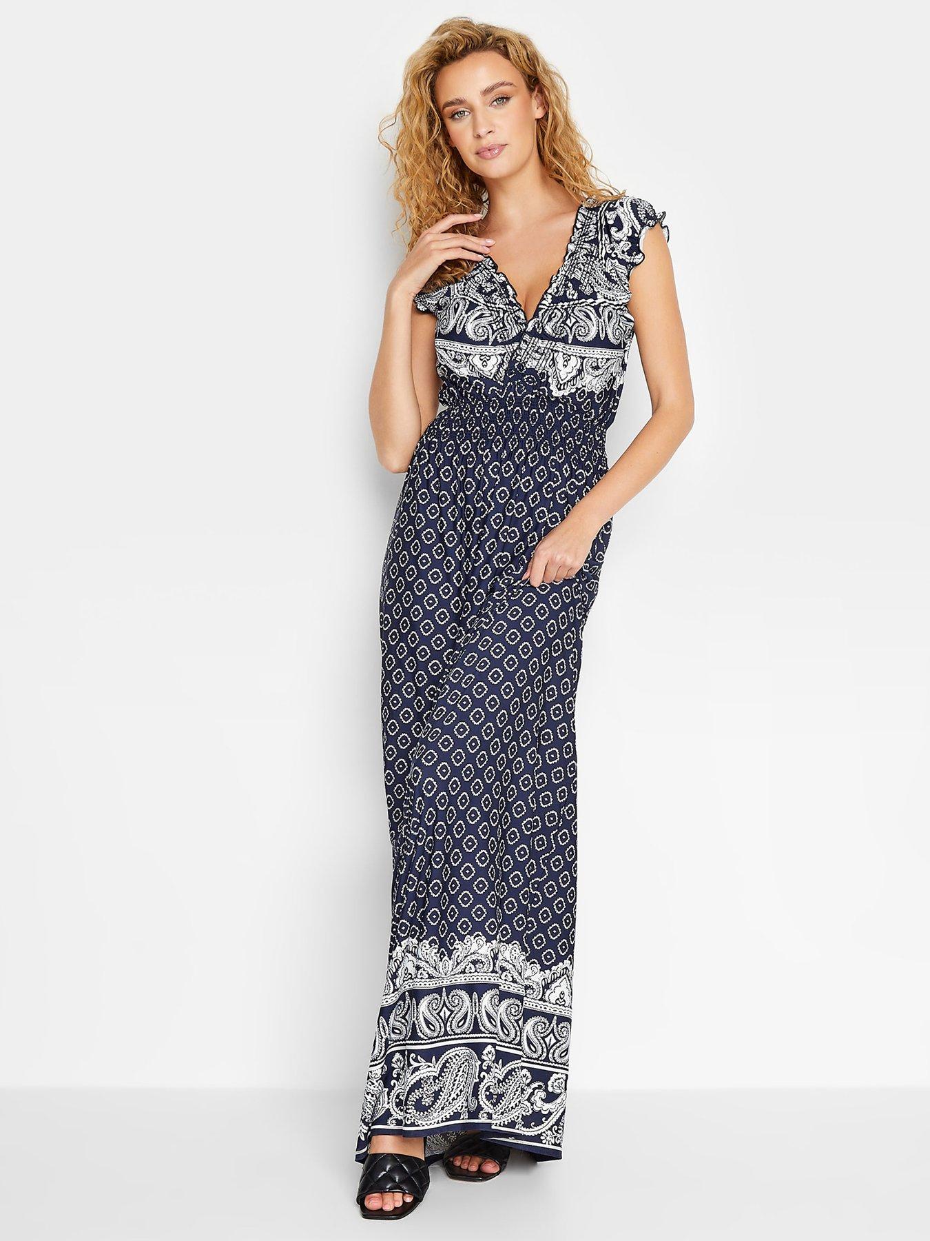 Long Tall Sally Navy Bardot Maxi Dress | Very.co.uk