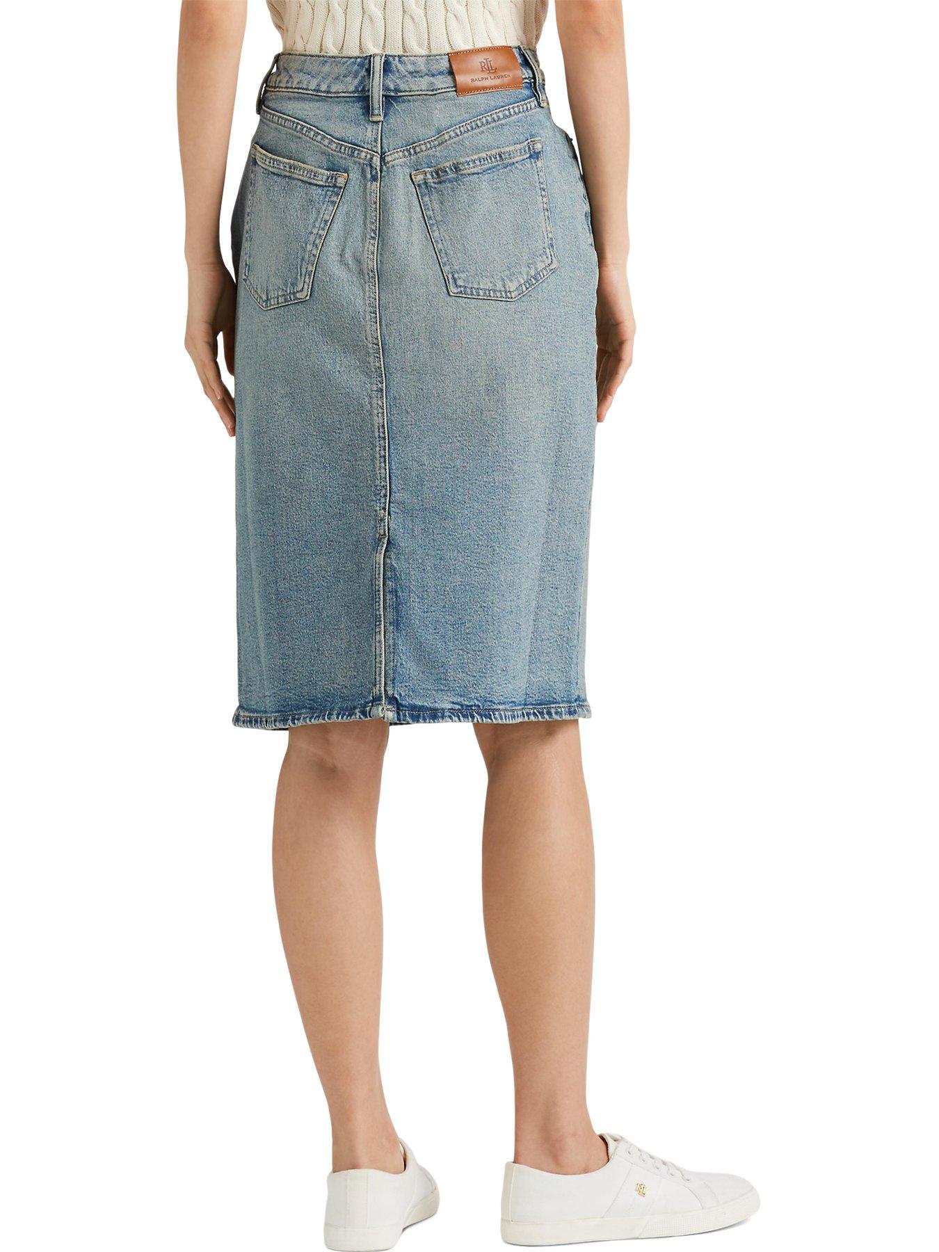 Knee length a 2024 line denim skirt uk