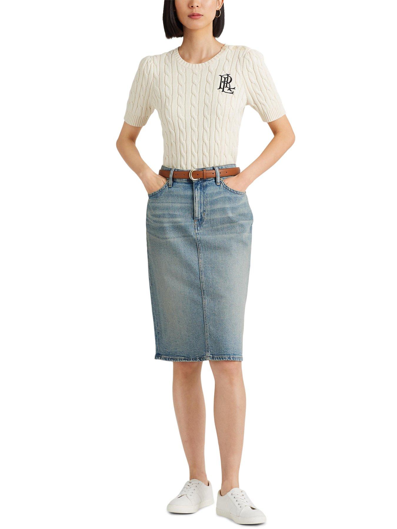 Ralph lauren denim pencil hot sale skirt