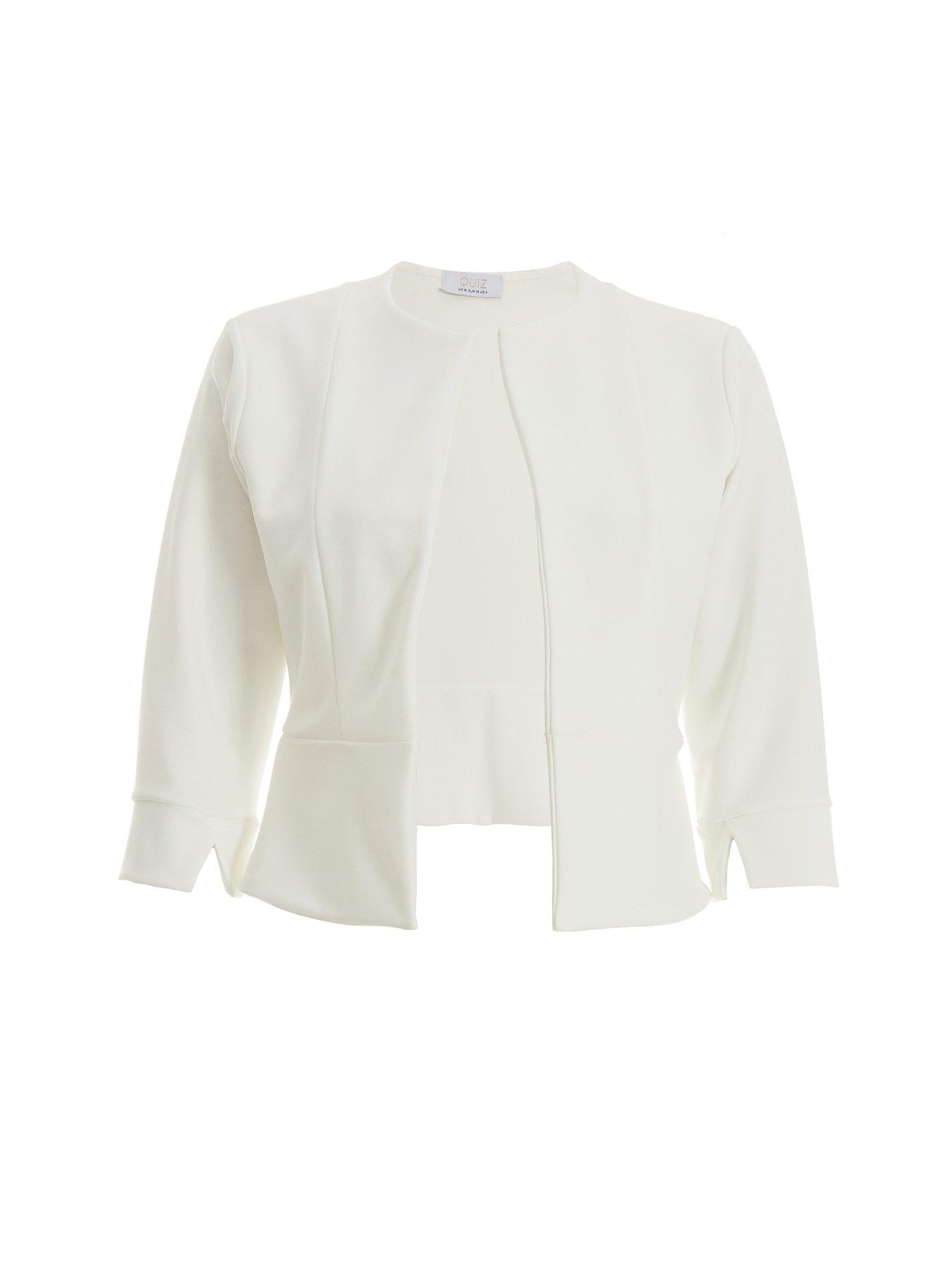 Image 4 of 6 of Quiz Split Sleeve Crop Jacket - Cream