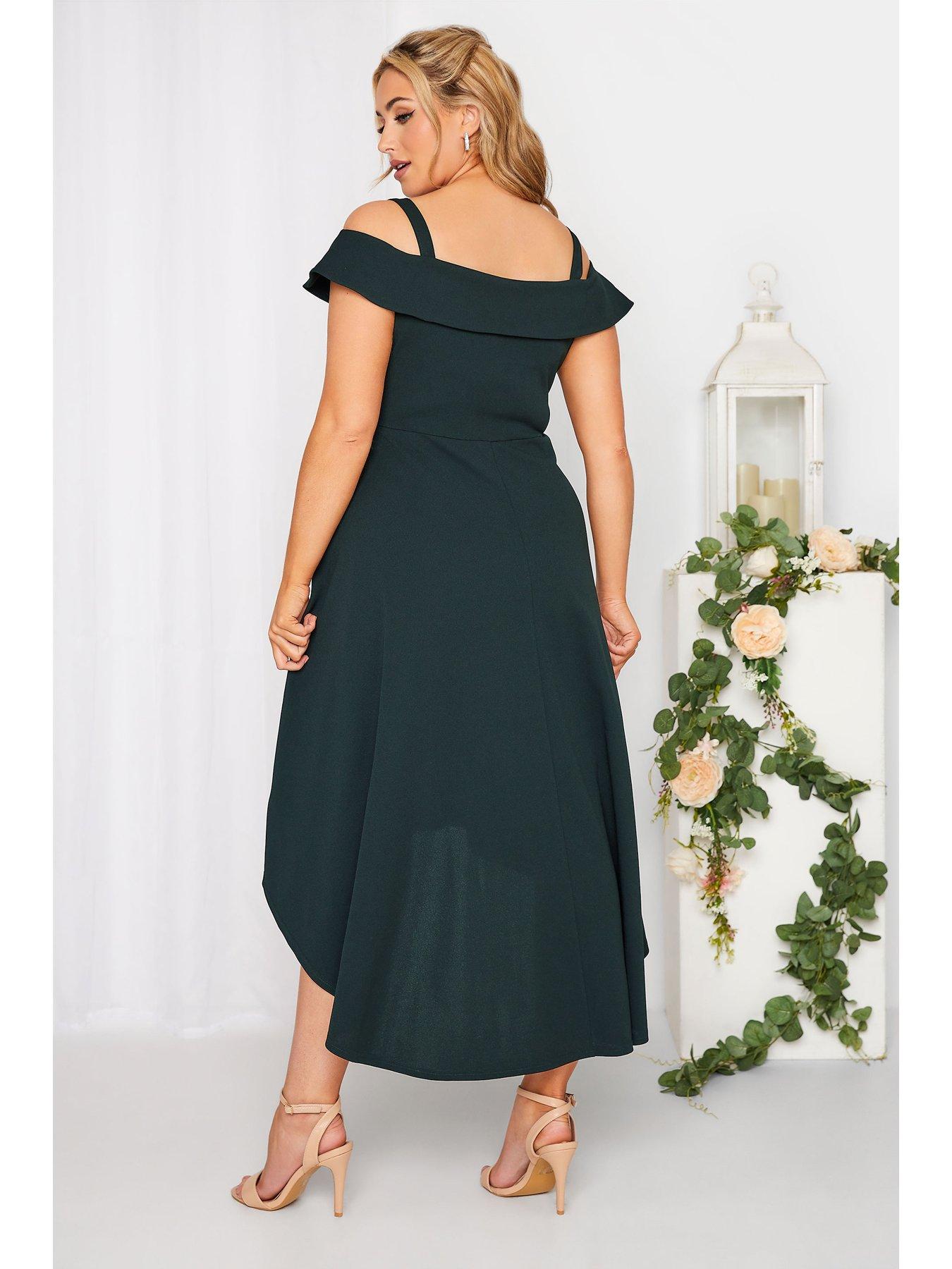 Bottle green bardot dip hotsell hem dress