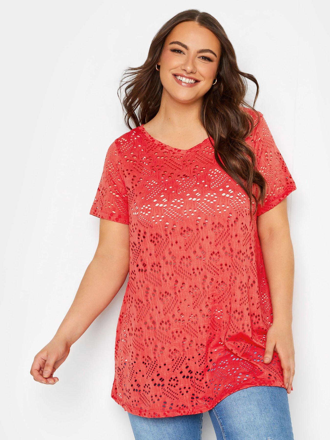 Plus size red tops uk sale