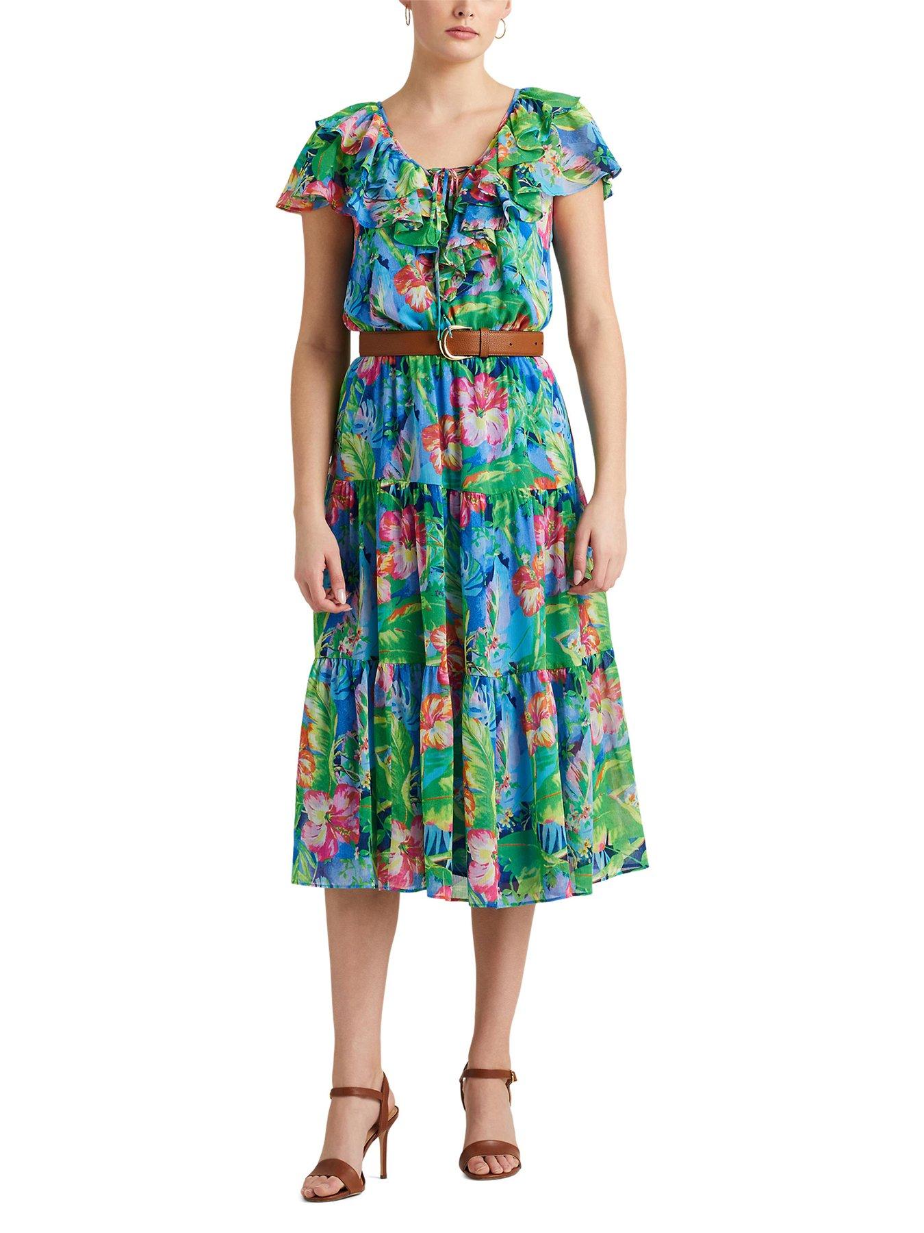 Lauren by Ralph Lauren Tanmya-short Sleeve-day Dress - Green/blue Multi ...