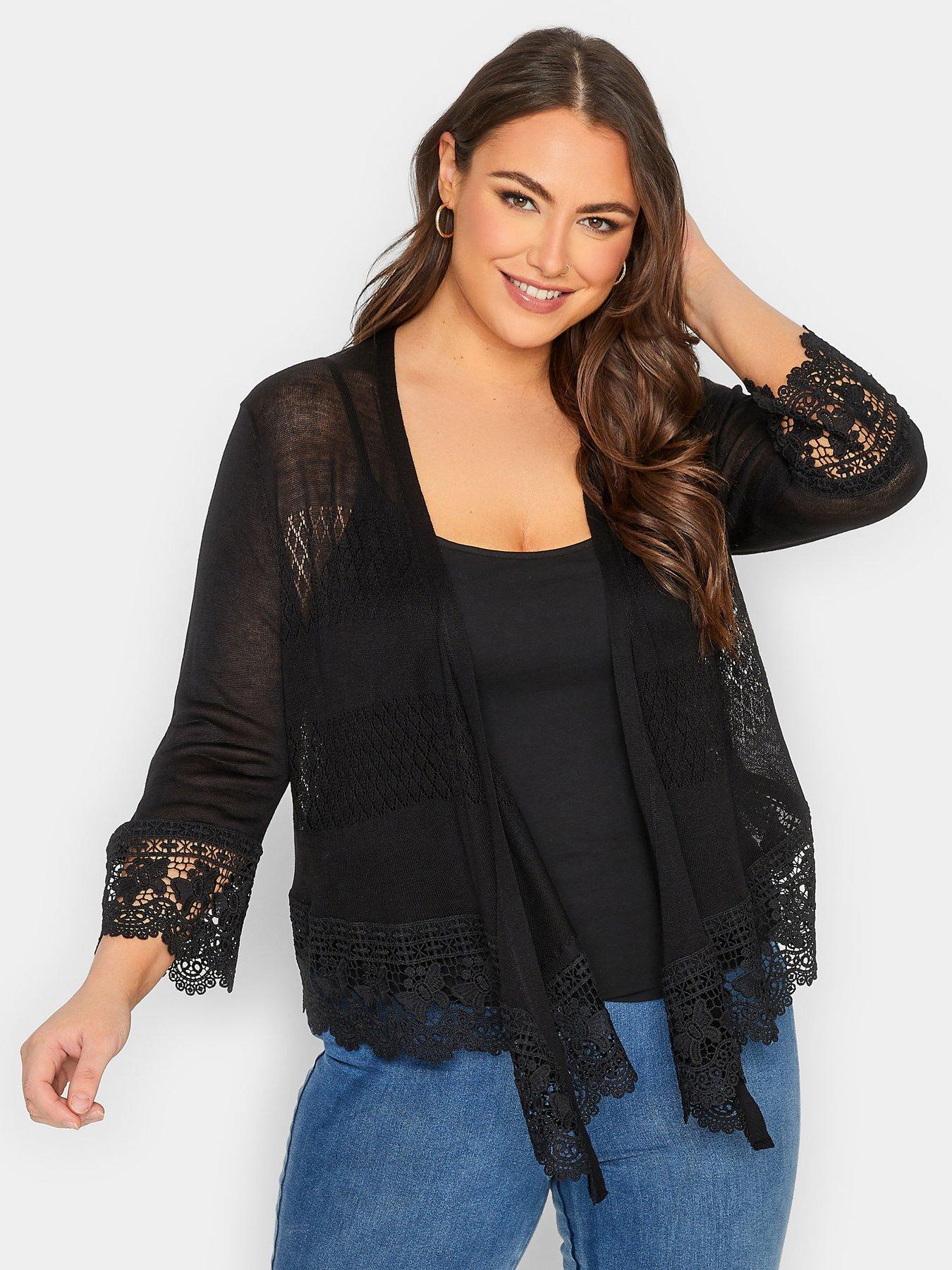 Yours Lace Waterfall Shrug Black very