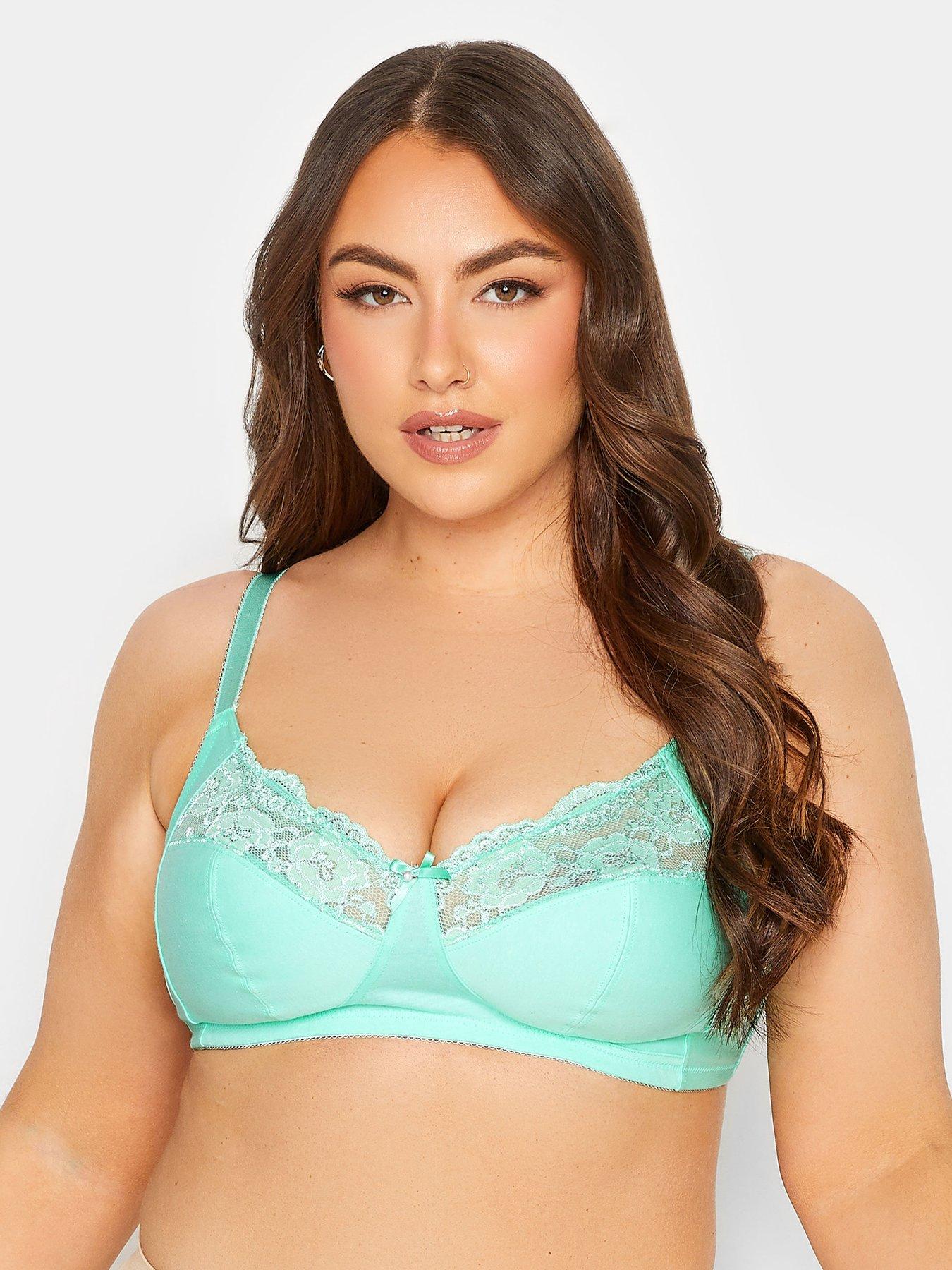 Women's Cotton Full Coverage Wirefree Non-padded Lace Plus Size Bra 50DD