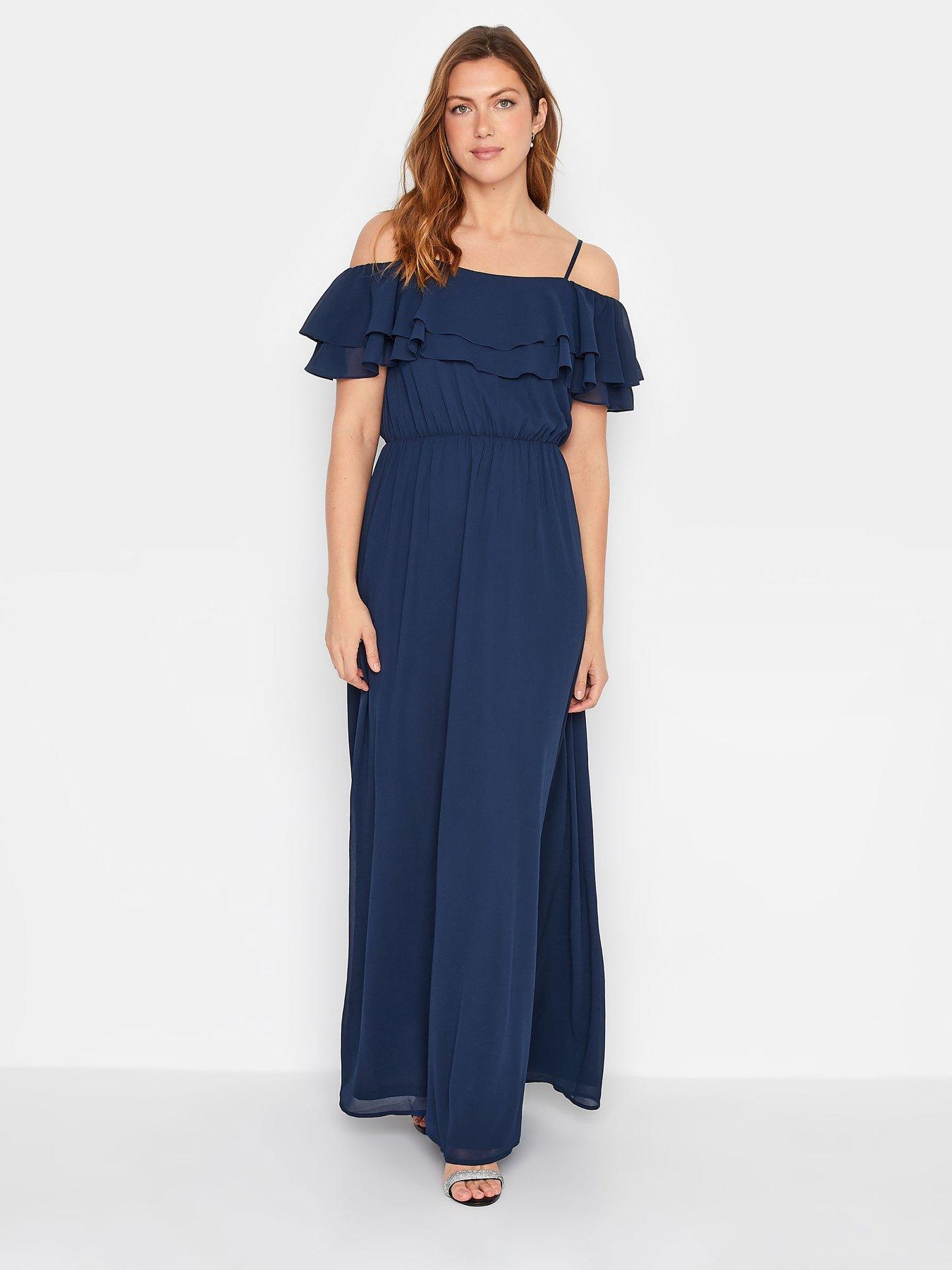 Long ruffle maxi outlet dress