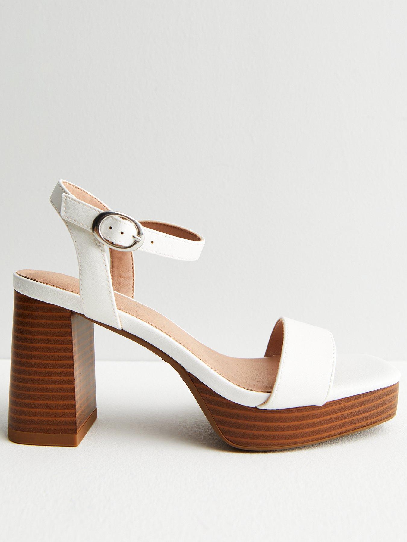 Ladies white block heel best sale sandals uk