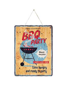 Product photograph of La Hacienda Bbq Party Corrugated Metal Garden Wall Art from very.co.uk