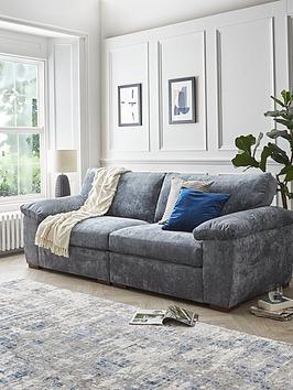 Product photograph of Very Home Salerno Standard Back 4 Seater Fabric Sofa - Blue Grey from very.co.uk