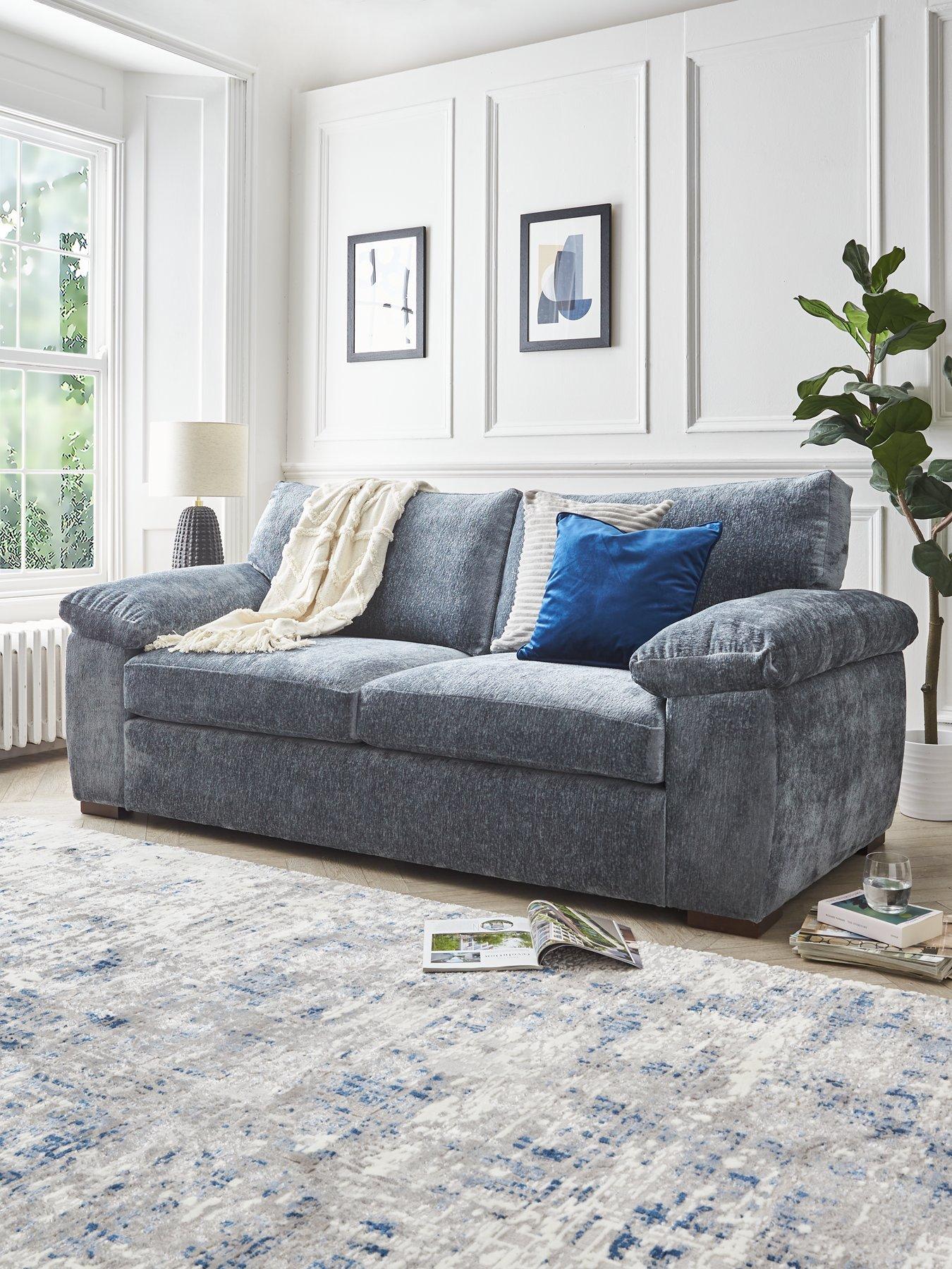 Product photograph of Very Home Salerno Standard 3 Seater Fabric Sofa - Blue Grey from very.co.uk
