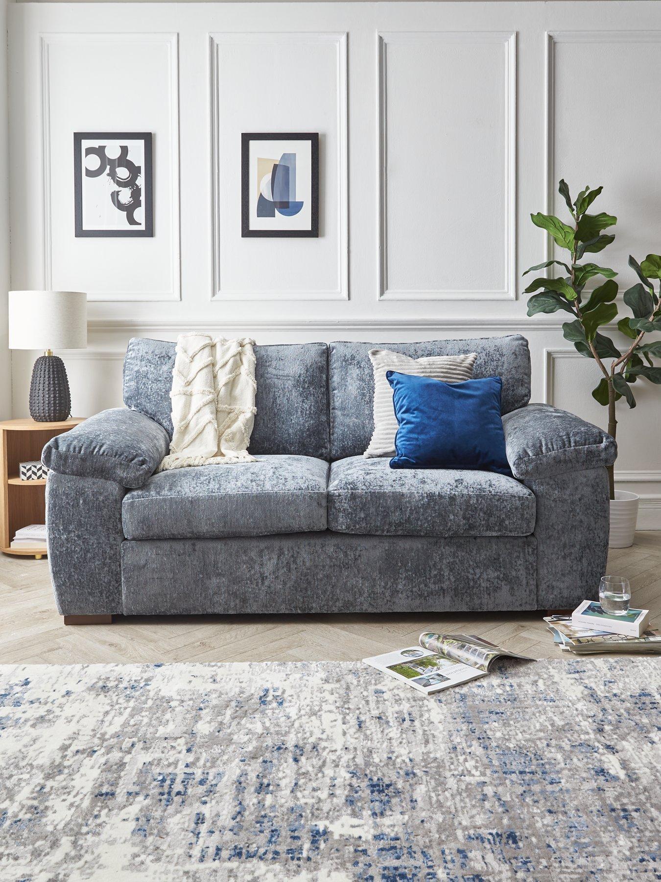Product photograph of Very Home Salerno Standard 2 Seater Fabric Sofa - Blue Grey from very.co.uk