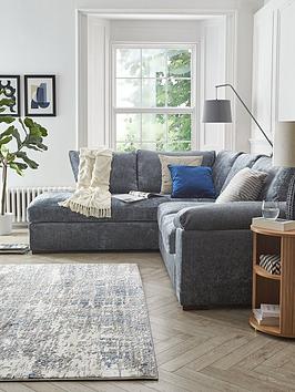 Product photograph of Very Home Salerno Standard Seater Fabric Left Hand Corner Chaise Sofa - Blue Grey from very.co.uk