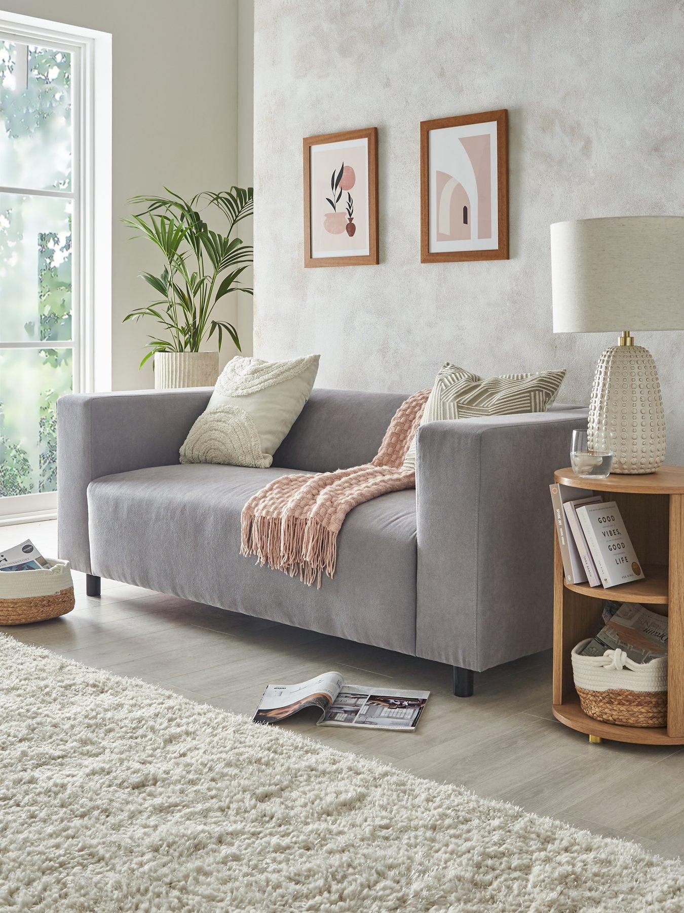 Product photograph of Very Home Clarkson Fabric 3 Seater Sofa - Grey from very.co.uk