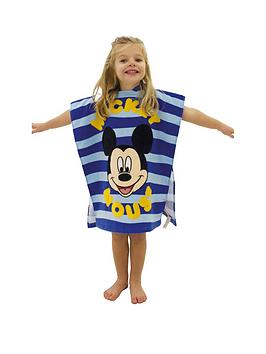 Product photograph of Mickey Mouse Sea Stripe Poncho from very.co.uk