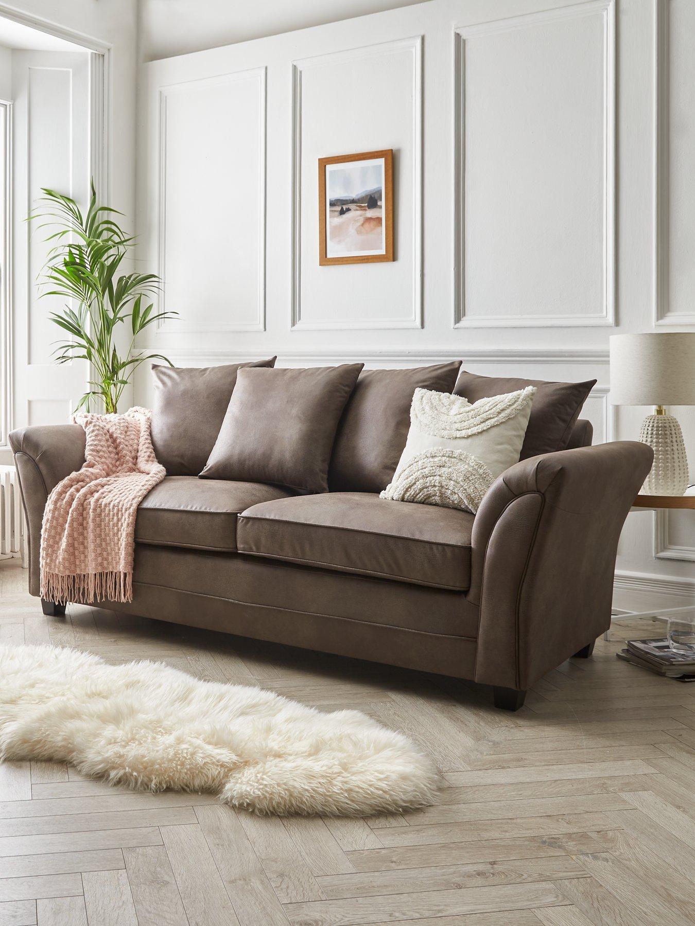 undefined Dury Leather Look 3 Seater Sofa - FSC® Certified