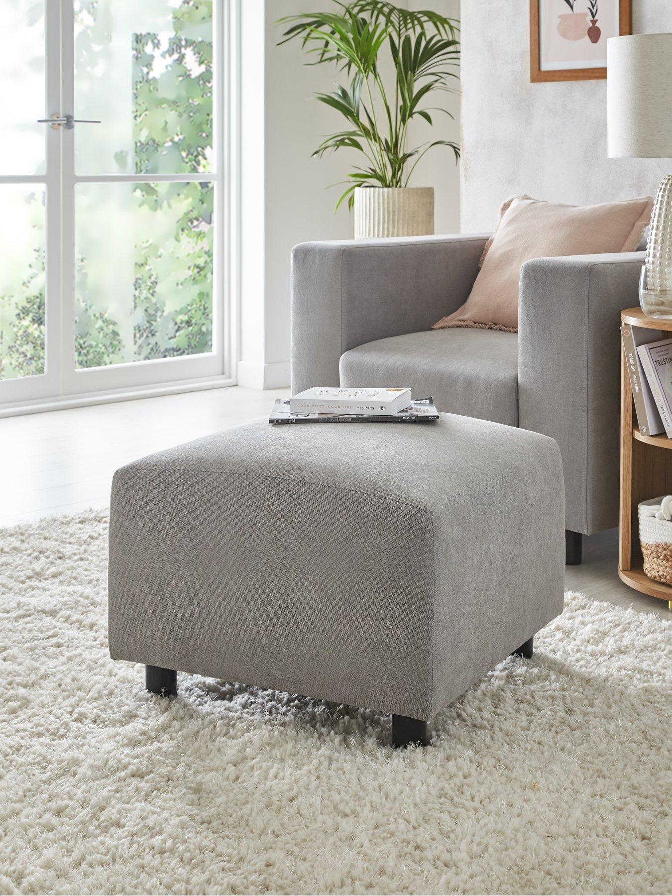 Product photograph of Very Home Clarkson Fabric Footstool from very.co.uk