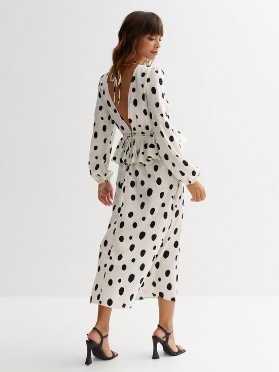 stillFront image of new-look-white-spot-jacquard-ruffle-midi-dress