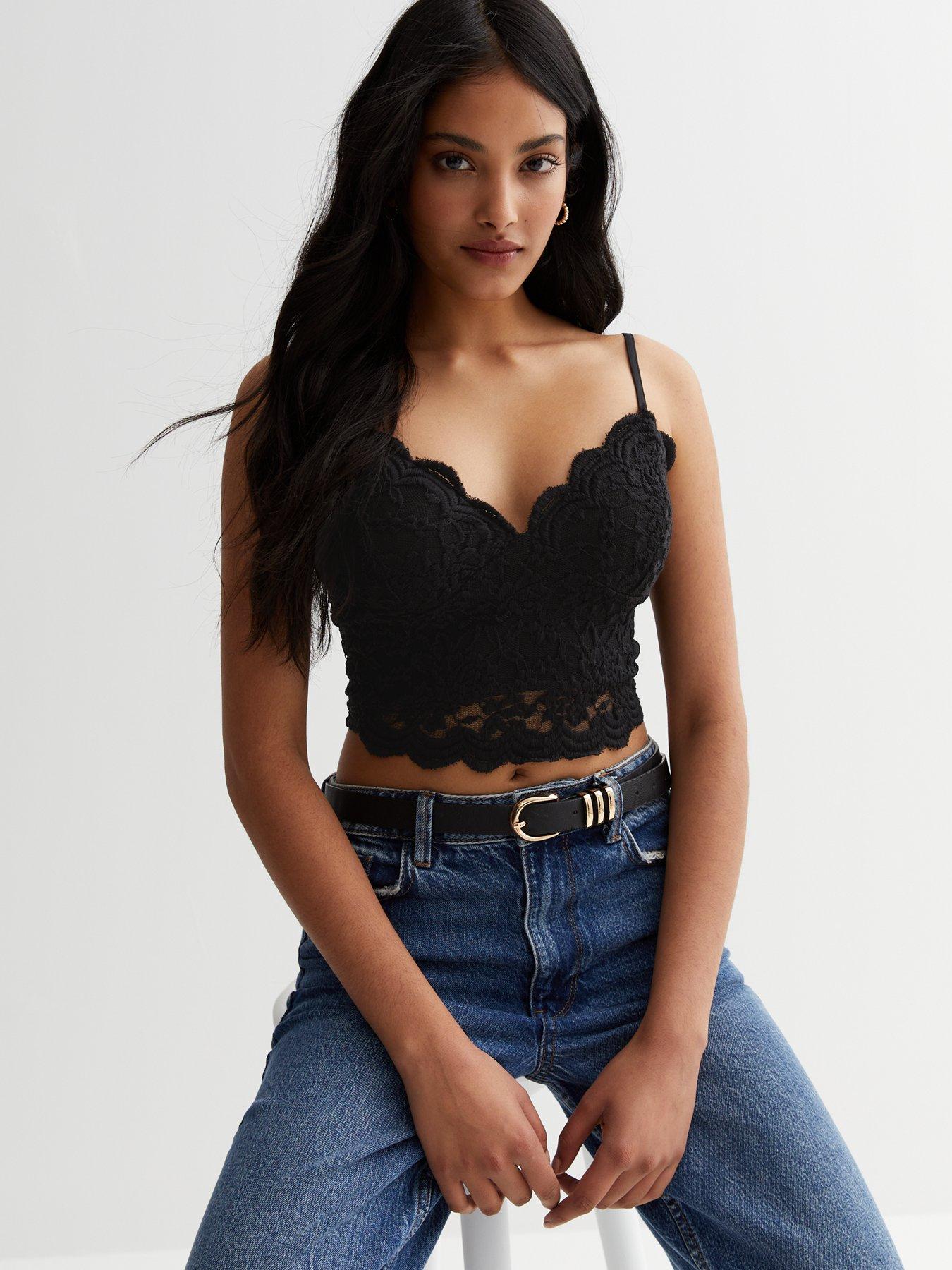 New Look lace bralet in black