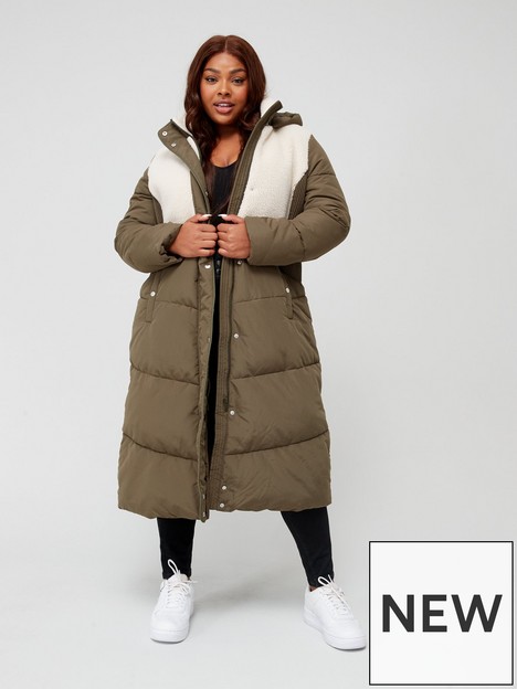 v-by-very-curve-borg-pannelled-longline-puffer-coat-khaki