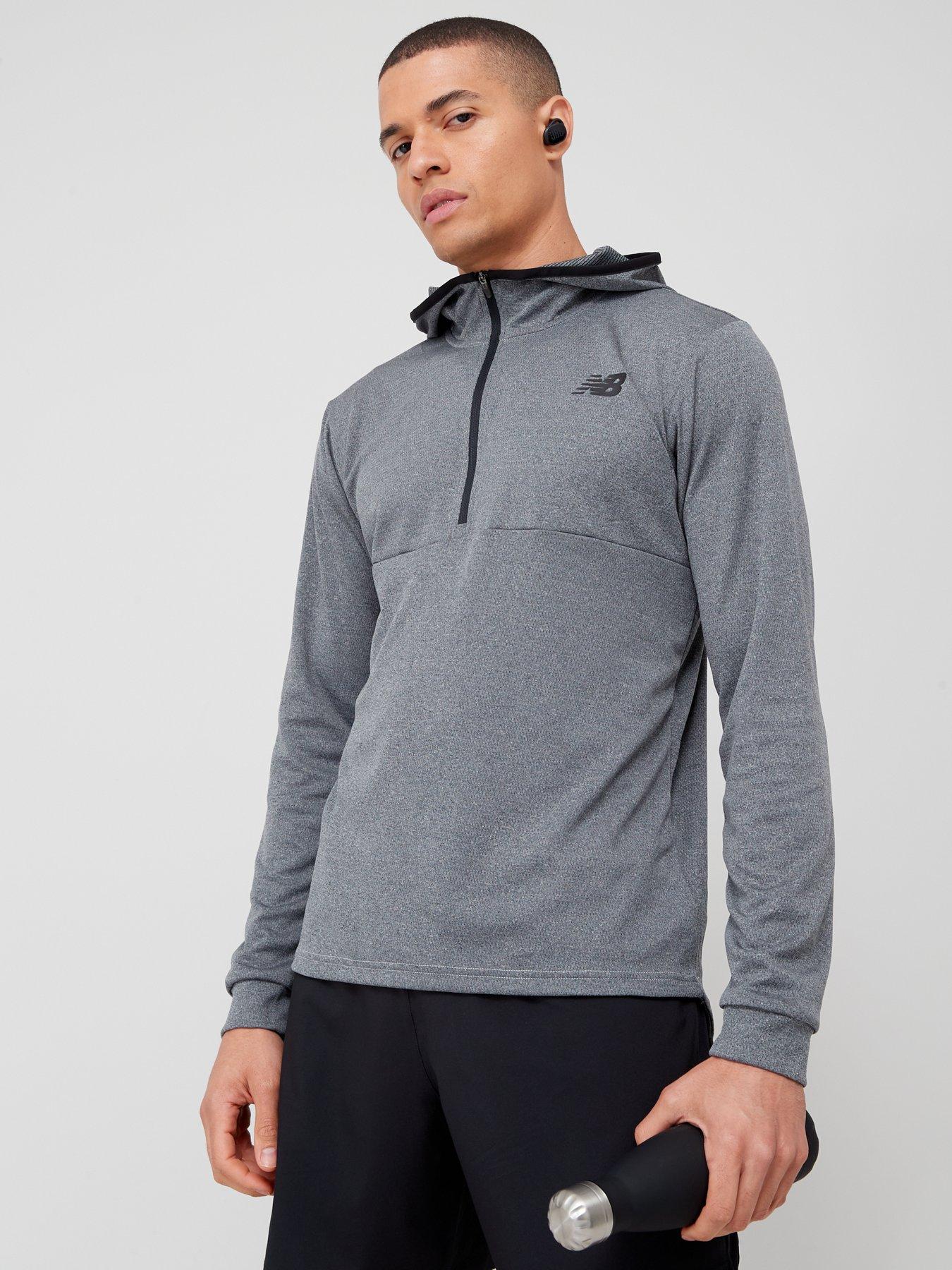 Mens Training Tenacity Hooded 1/4 Zip - Grey