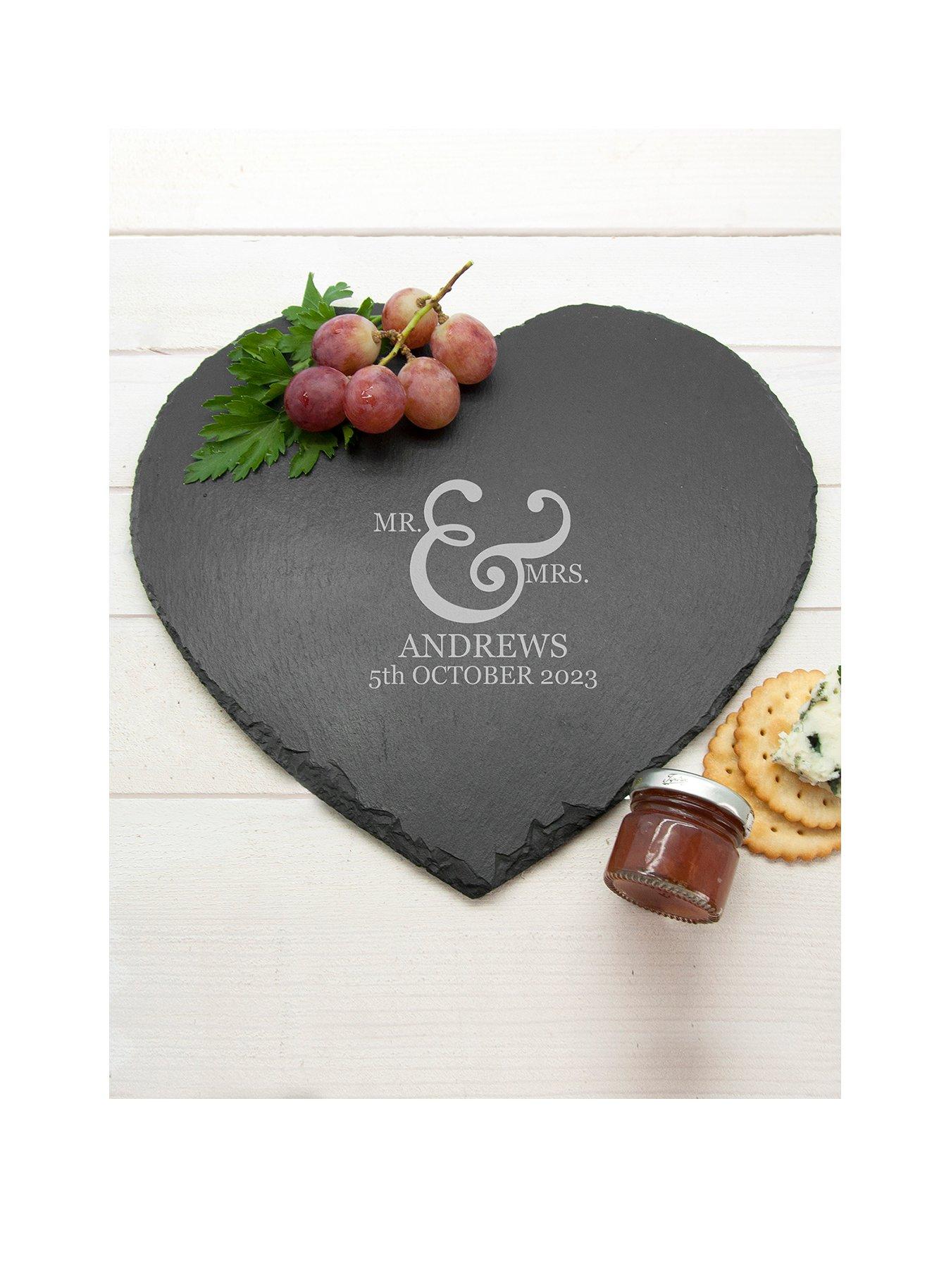 Product photograph of Treat Republic Personalised Couples Heart Slate Cheese Board from very.co.uk