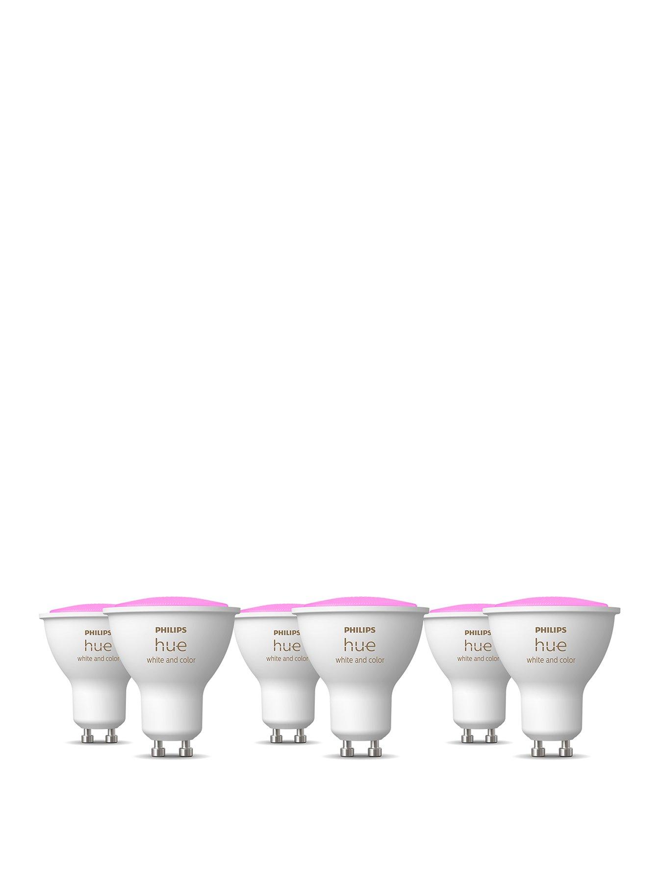 Product photograph of Philips Hue Hue White Amp Colour Ambiance Smart Spotlight 6 Pack Led 4 3w Gu10 With Bluetooth from very.co.uk