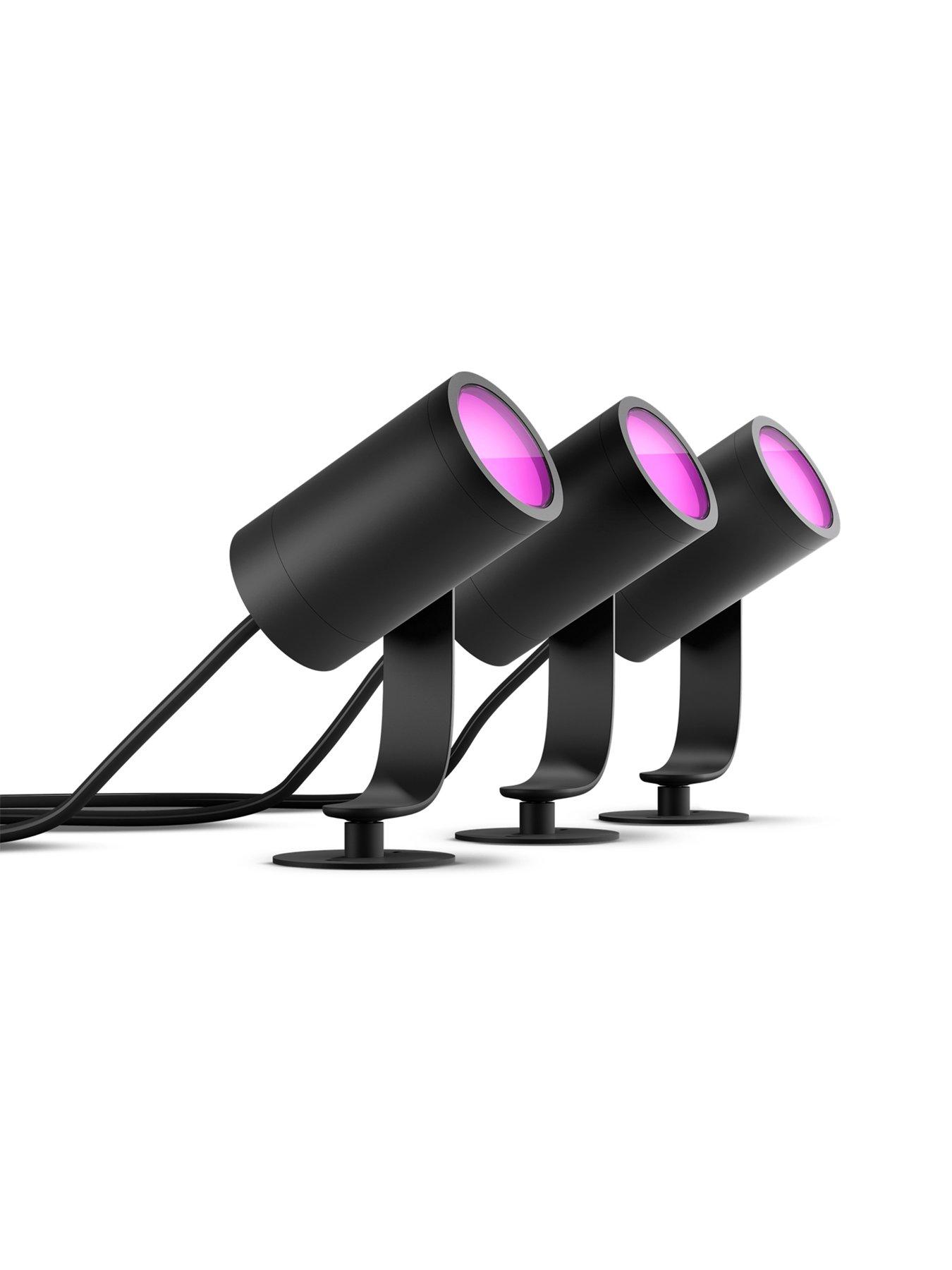 Image 2 of 8 of Philips Hue Hue Lily White and Colour Ambiance Outdoor Smart Spotlight Base Kit with Hue Bridge
