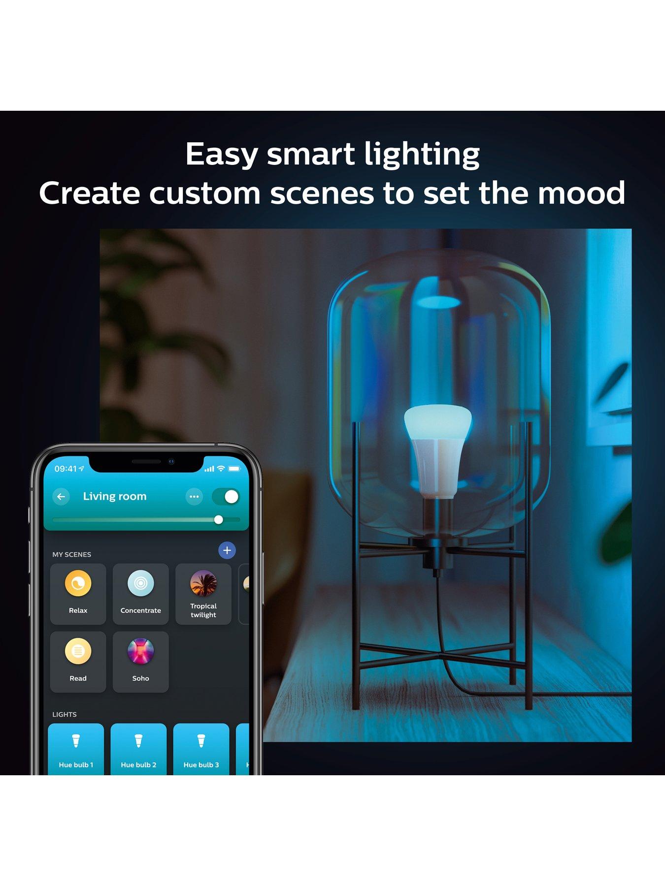 Image 2 of 7 of Philips Hue Hue White &amp; Colour Ambiance Smart Bulb 3 Pack LED 6.5W E27