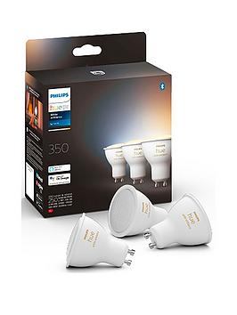 Product photograph of Philips Hue Hue White Ambiance Smart Spotlight 3 Pack Led 4 3w Gu10 from very.co.uk