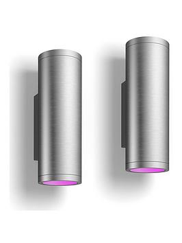 Product photograph of Philips Hue Hue Appear White And Colour Ambiance Smart Outdoor Wall Light Innox Twin Pack from very.co.uk