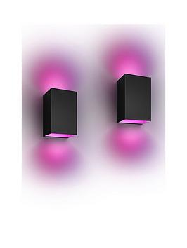Philips Hue Hue Resonate White And Colour Ambiance Smart Outdoor Wall Light Twin Pack Black