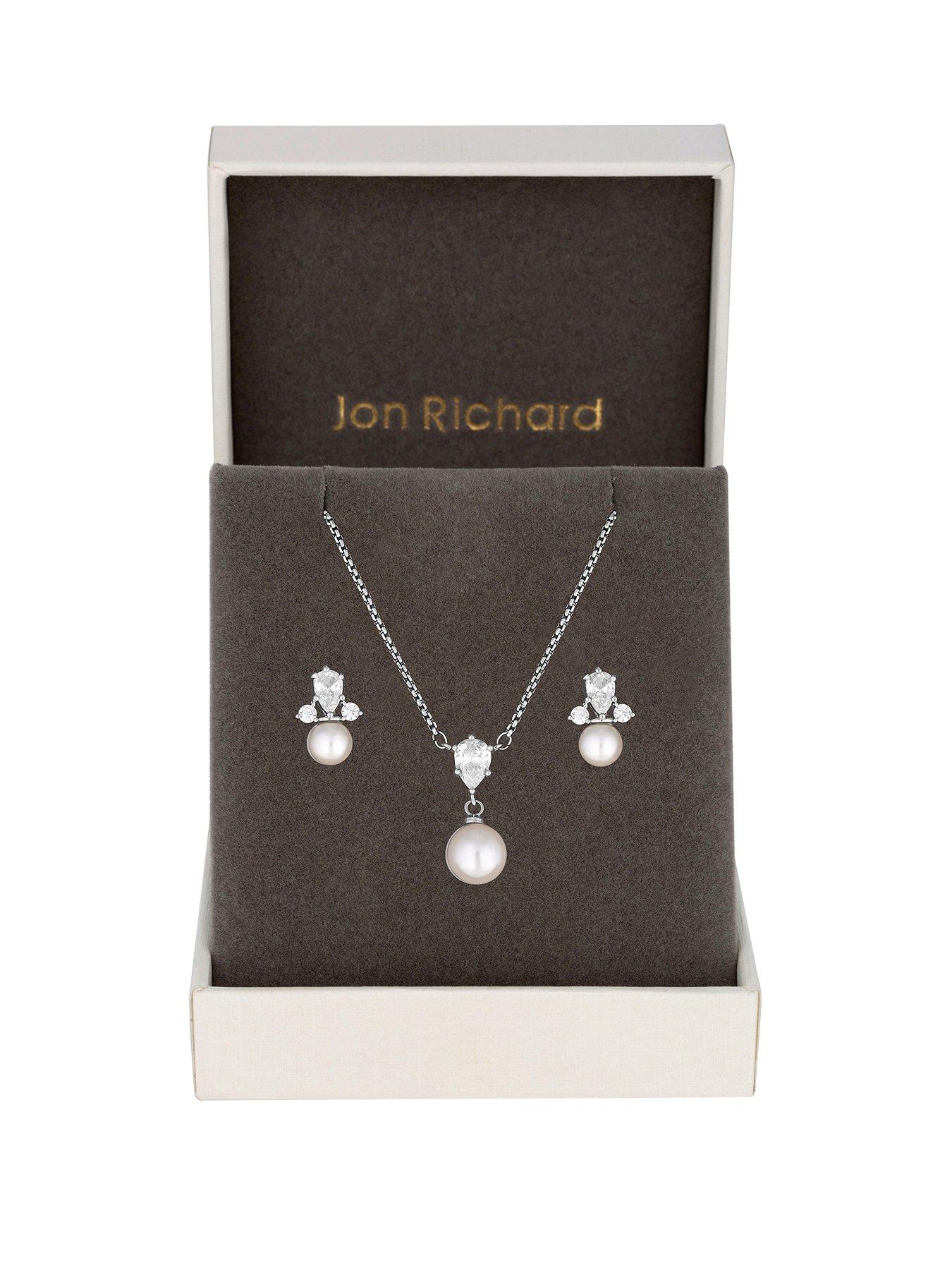 Image 1 of 2 of Jon Richard Rhodium Plated And Pearl Set - Gift Boxed