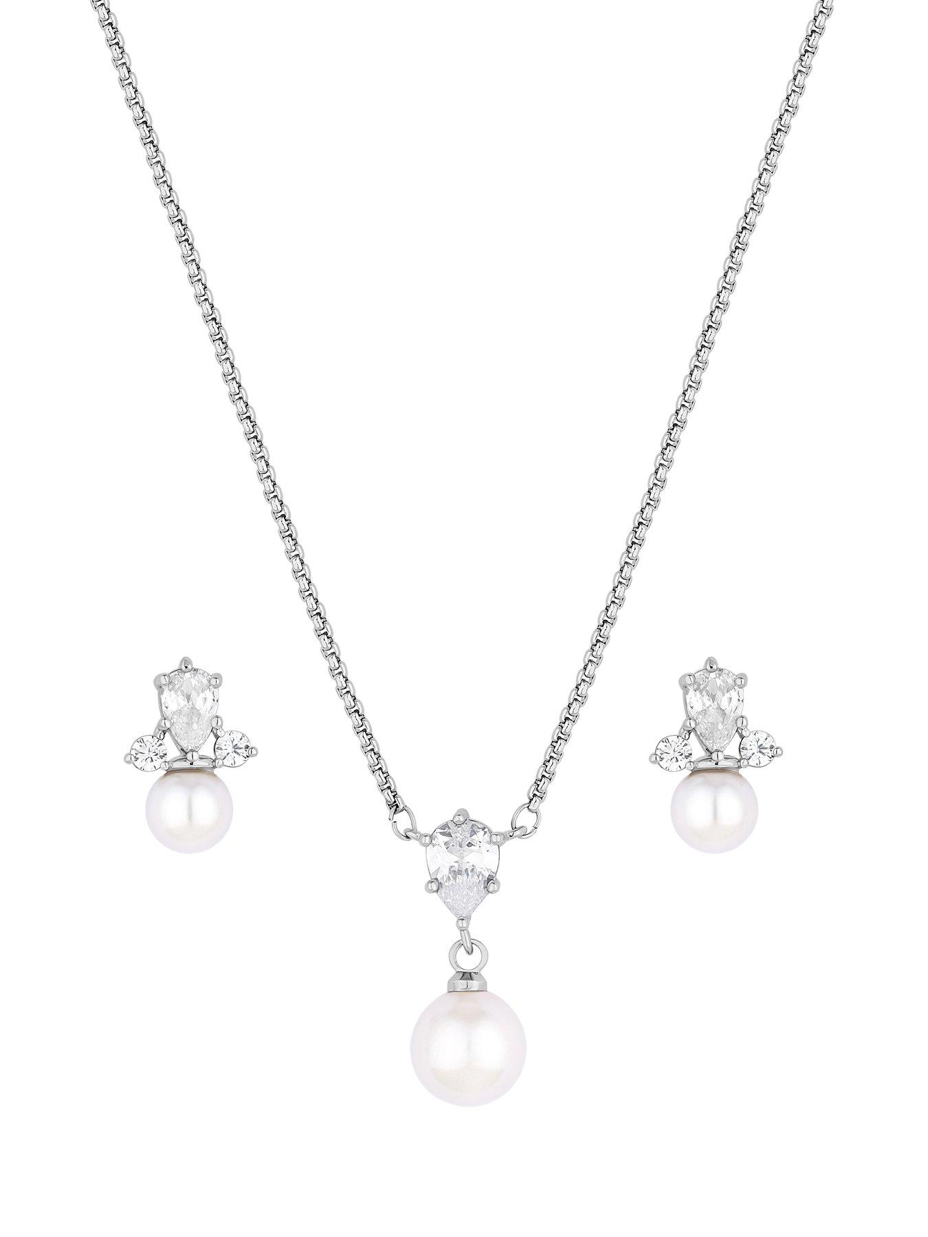 Image 2 of 2 of Jon Richard Rhodium Plated And Pearl Set - Gift Boxed