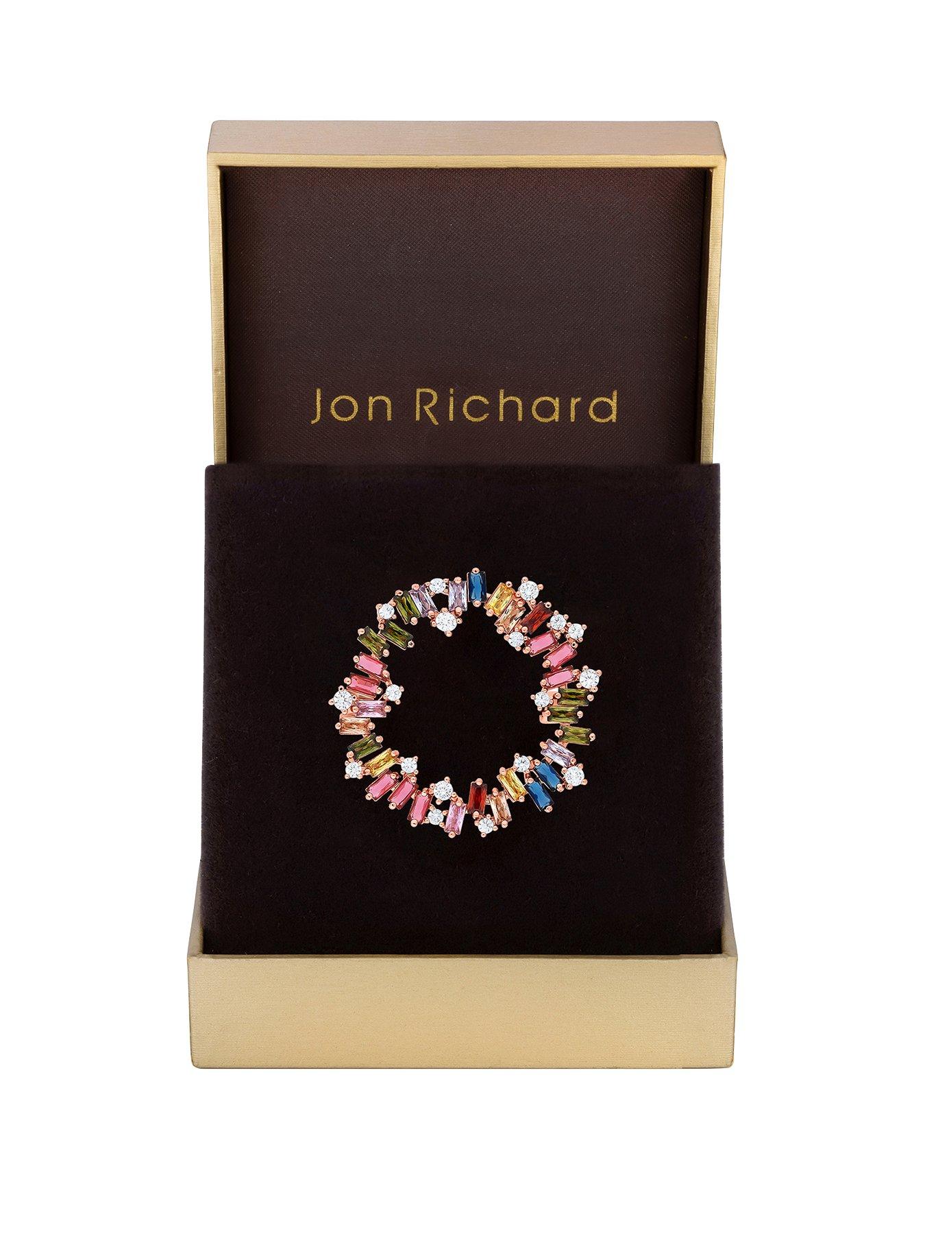 Product photograph of Jon Richard Rose Gold Plated Multi Cubic Zirconia Scattered Stone Brooch - Gift Boxed from very.co.uk