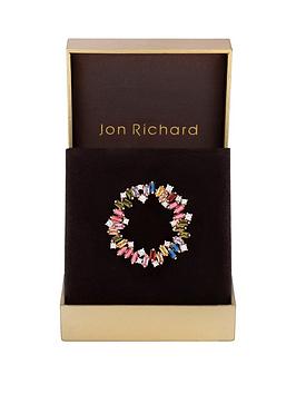 jon richard rose gold plated multi cubic zirconia scattered stone brooch - gift boxed, rose gold, women