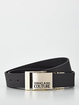 versace jeans couture men's plaque logo belt - black